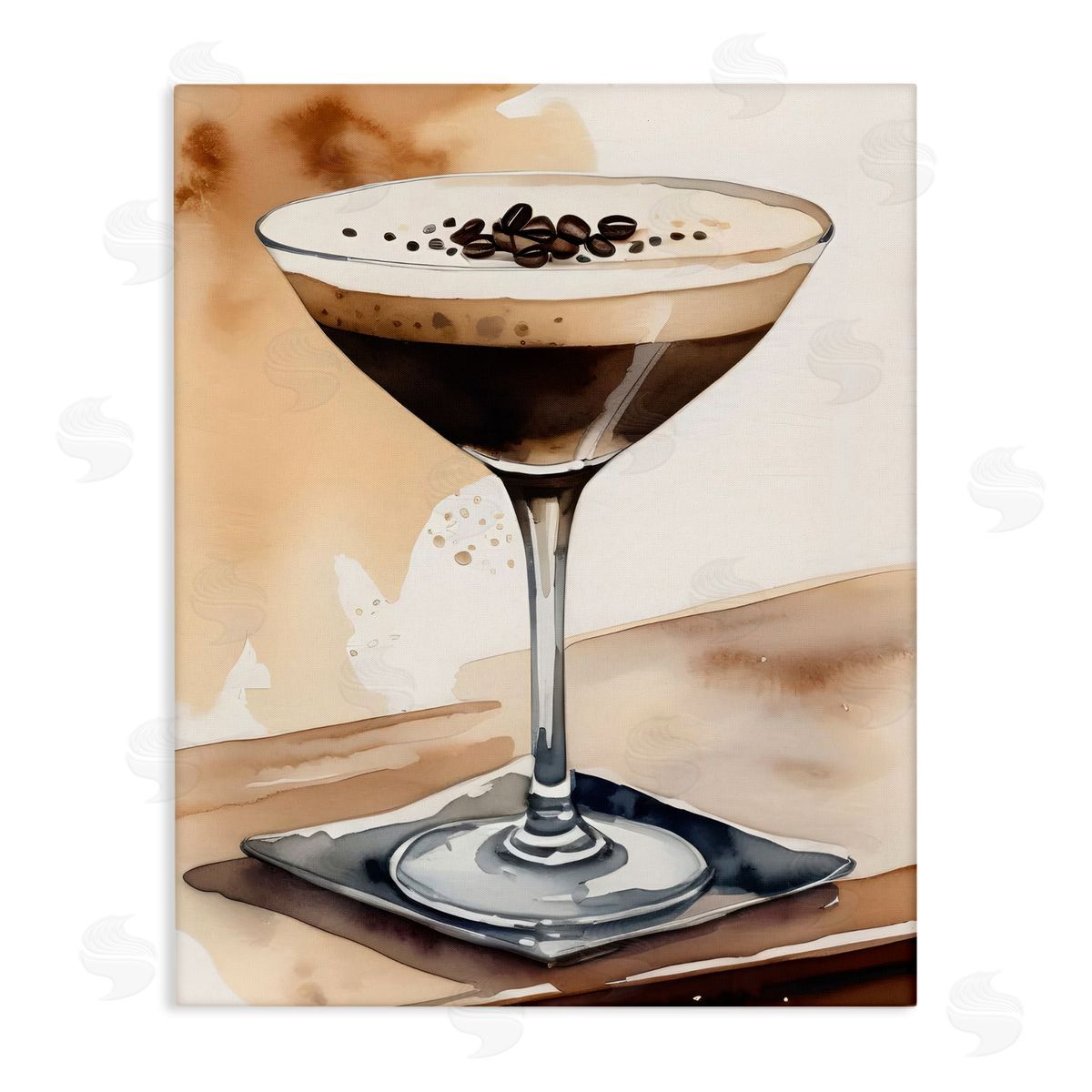 Espresso Martini Watercolor Canvas Wall Art, Home Decor by LSR Design Studio