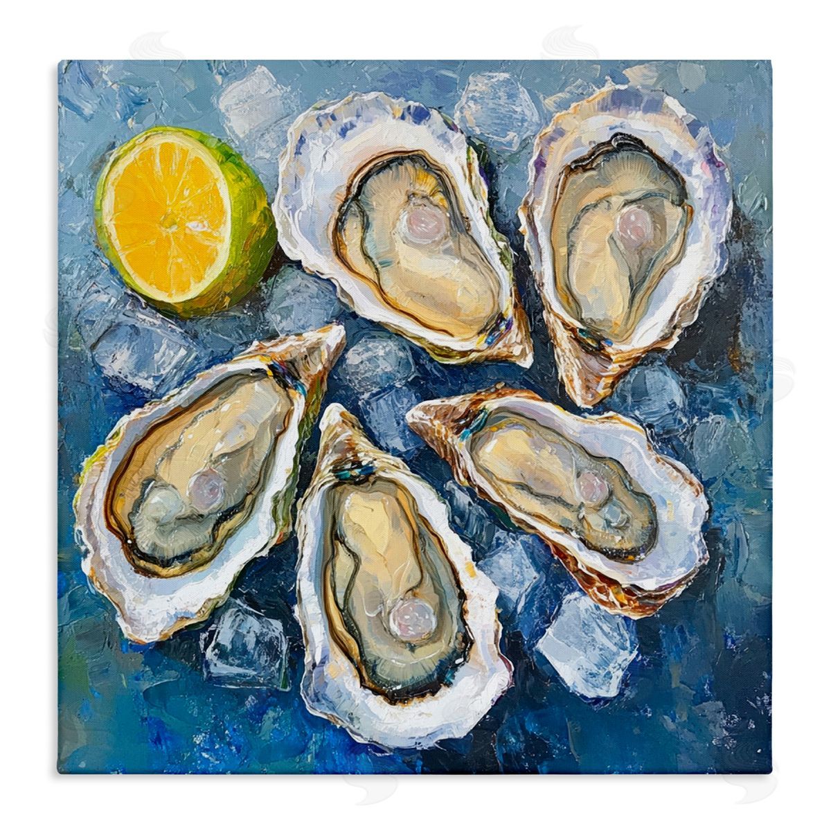 Lemon & Oysters Seafood Canvas Wall Art, Home Decor by LSR Design Studio