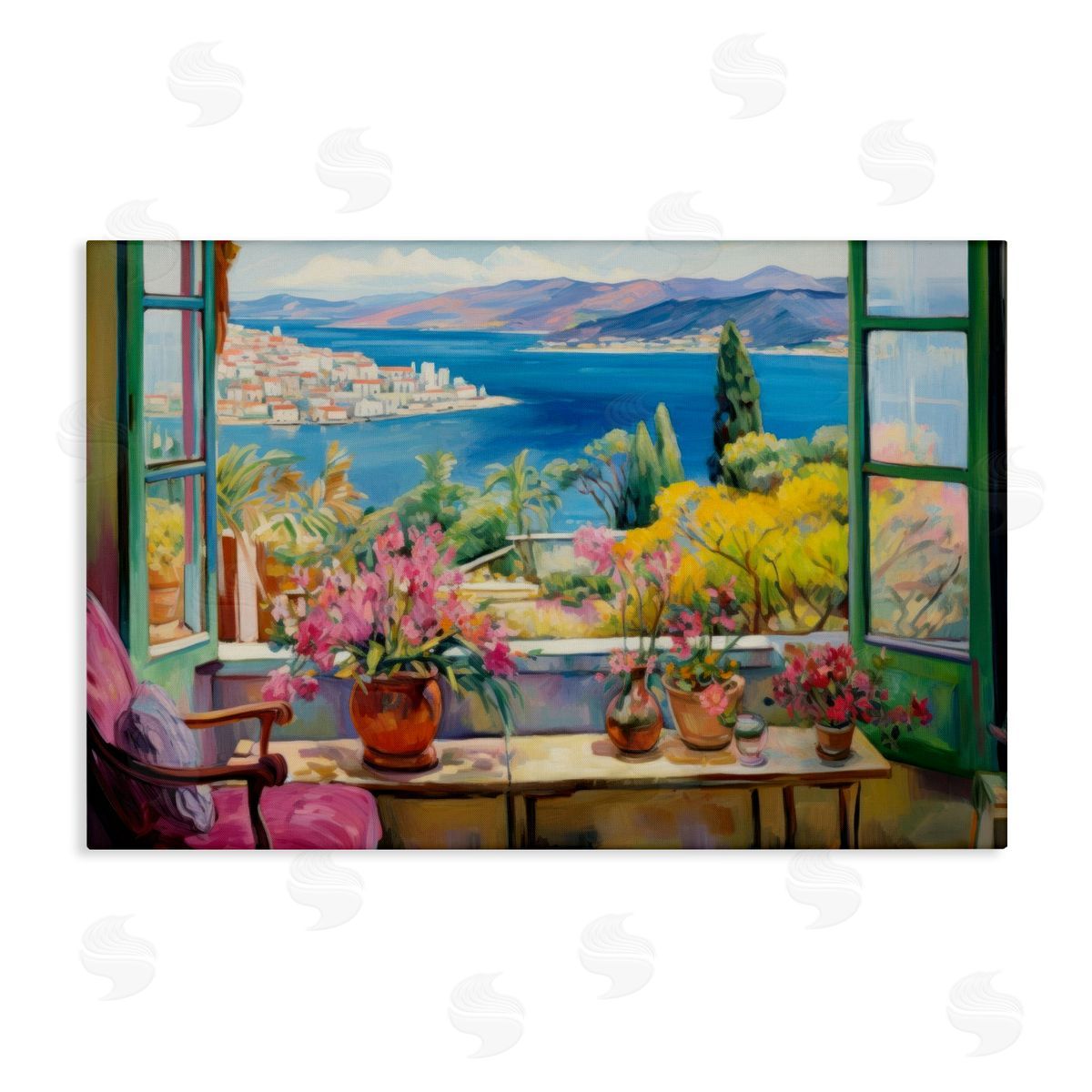 Seaside Window View Canvas Wall Art, Home Decor by LSR Design Studio