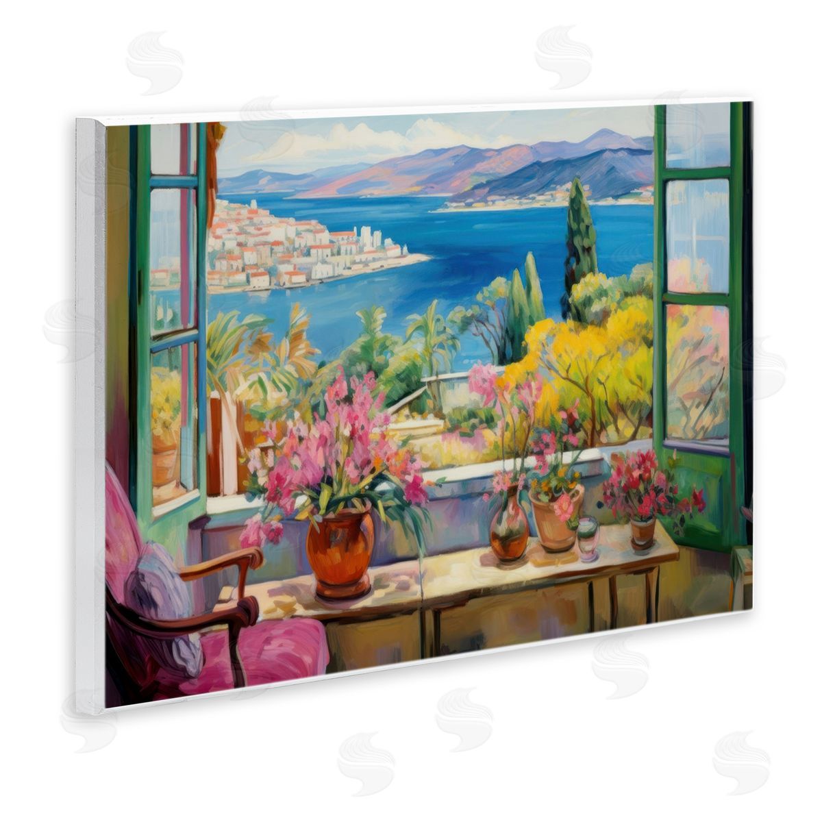 Seaside Window View Wood Plaque Wall Art, Home Decor by LSR Design Studio