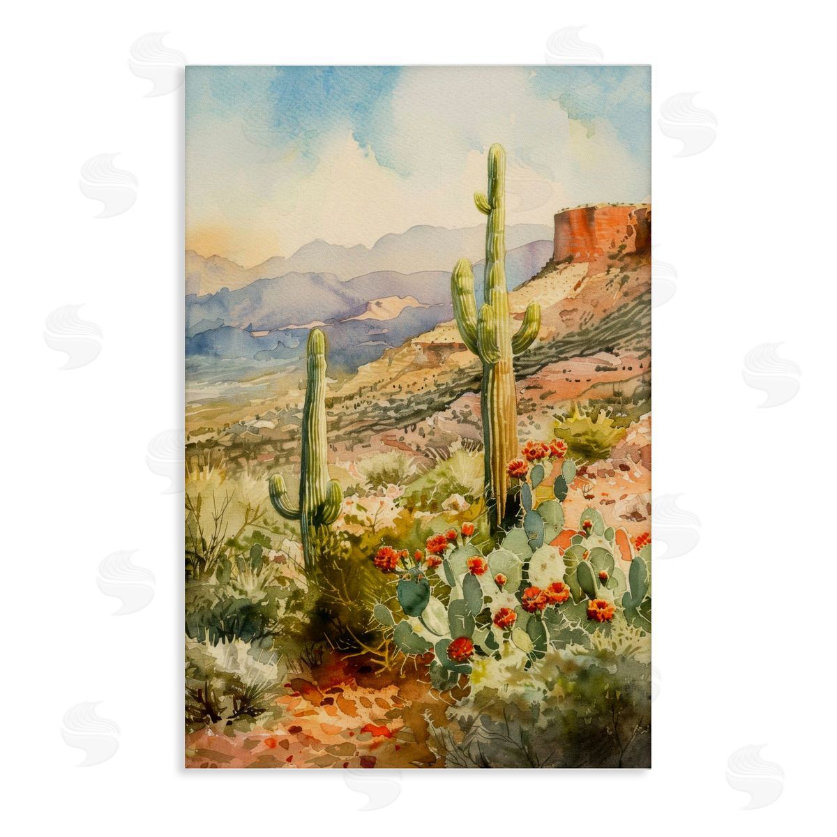 Standing Tall Cacti Nature Canvas Wall Art, Home Decor by LSR Design Studio
