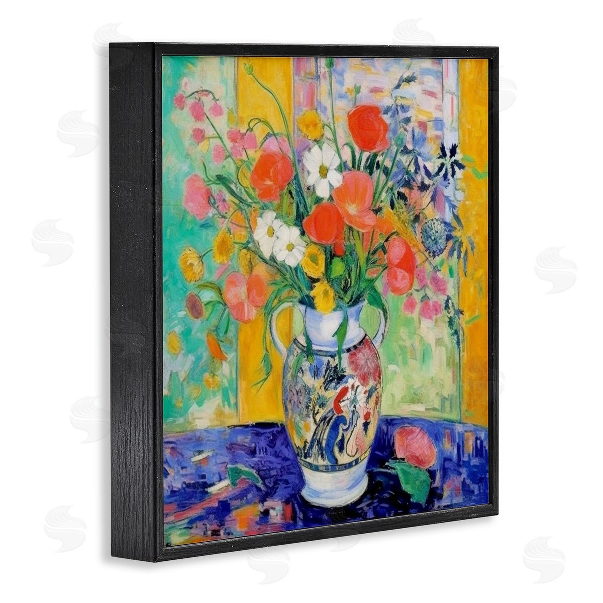 Bold Bouquet Impression Black Frame Print Wall Art, Home Decor by LSR Design Studio