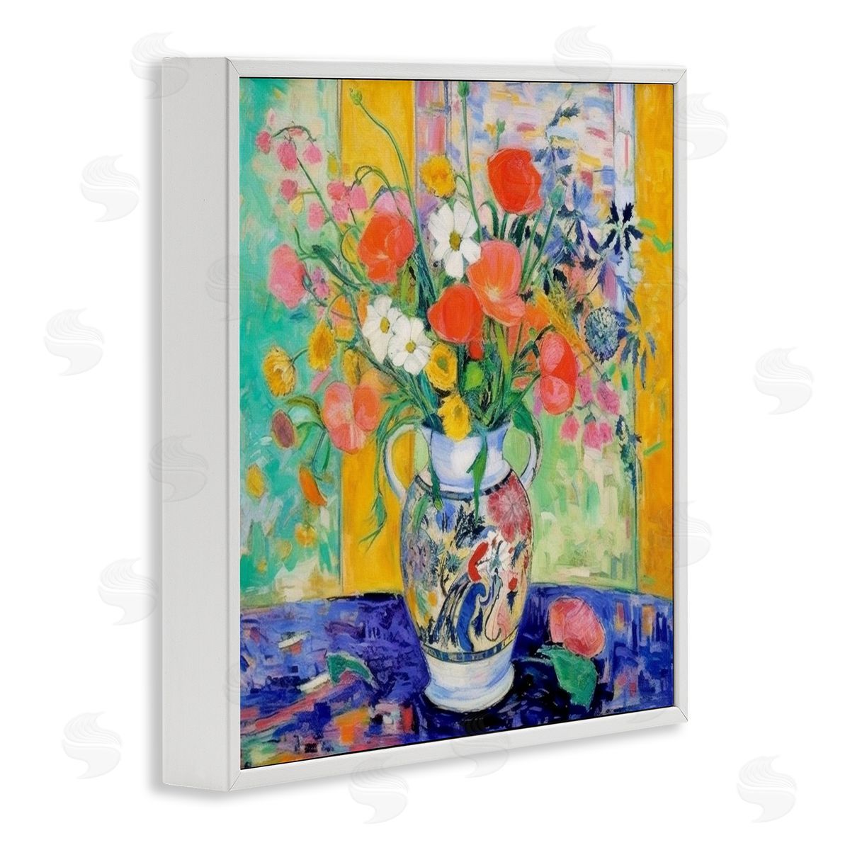 Bold Bouquet Impression White Frame Print Wall Art, Home Decor by LSR Design Studio