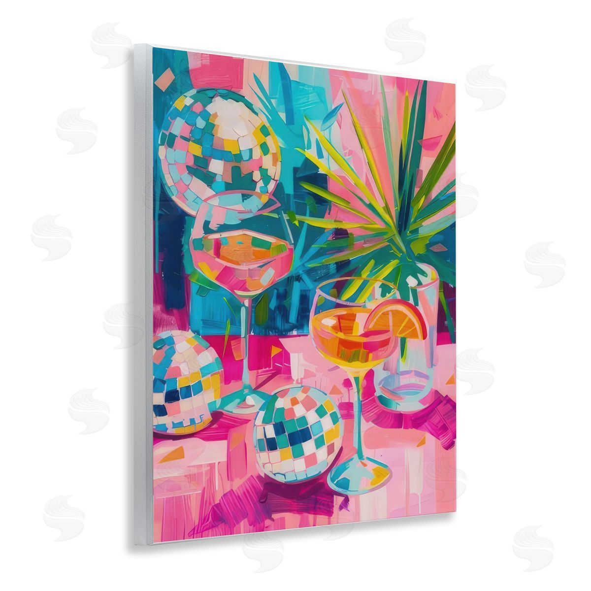 Dazzling Disco Cocktails Wood Plaque Wall Art, Home Decor by LSR Design Studio