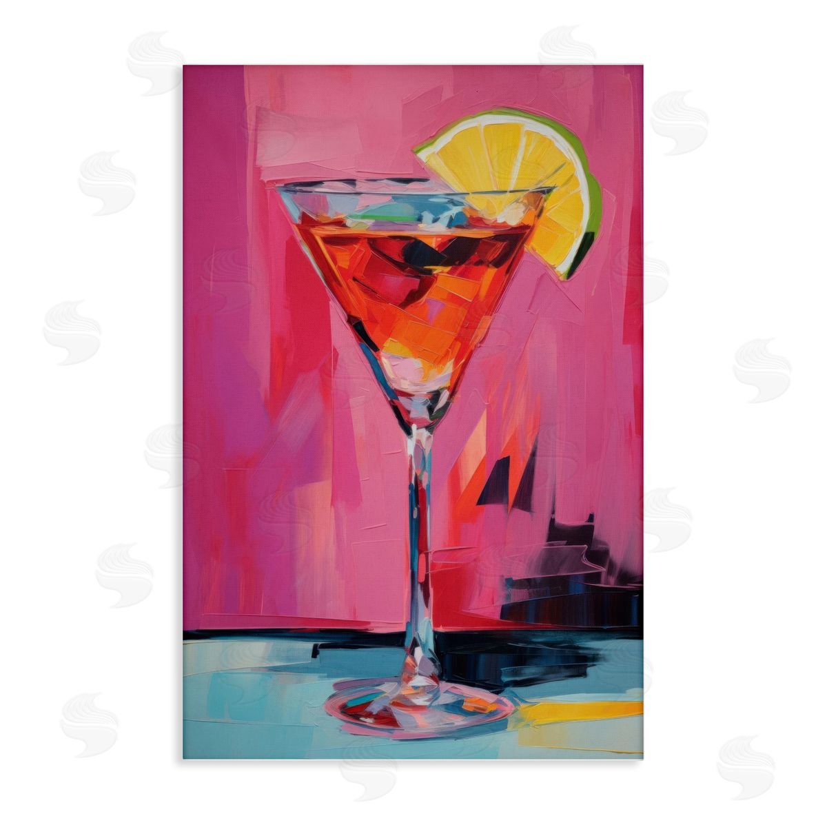 Pink Lady Cocktail Canvas Wall Art, Home Decor by LSR Design Studio