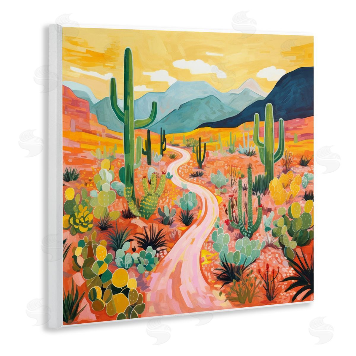 Sunrise over Desert Path Wood Plaque Wall Art, Home Decor by LSR Design Studio