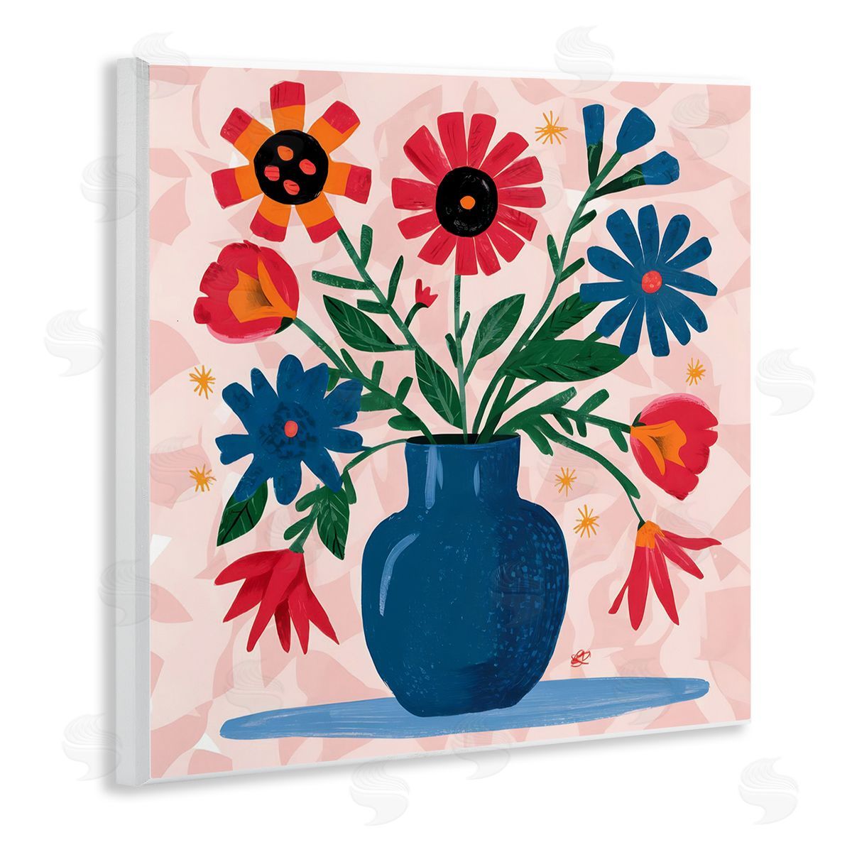 Vibrant Mixed Flowers Wood Plaque Wall Art, Home Decor by LSR Design Studio