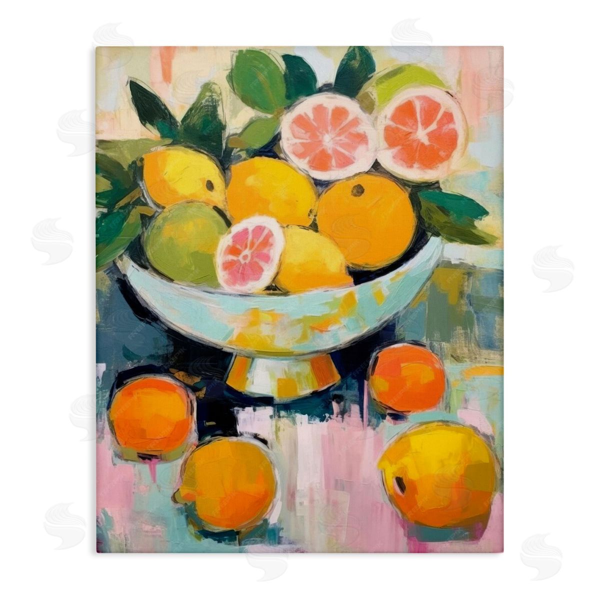 Abstract Citrus Still Life Canvas Wall Art, Home Decor by LSR Design Studio