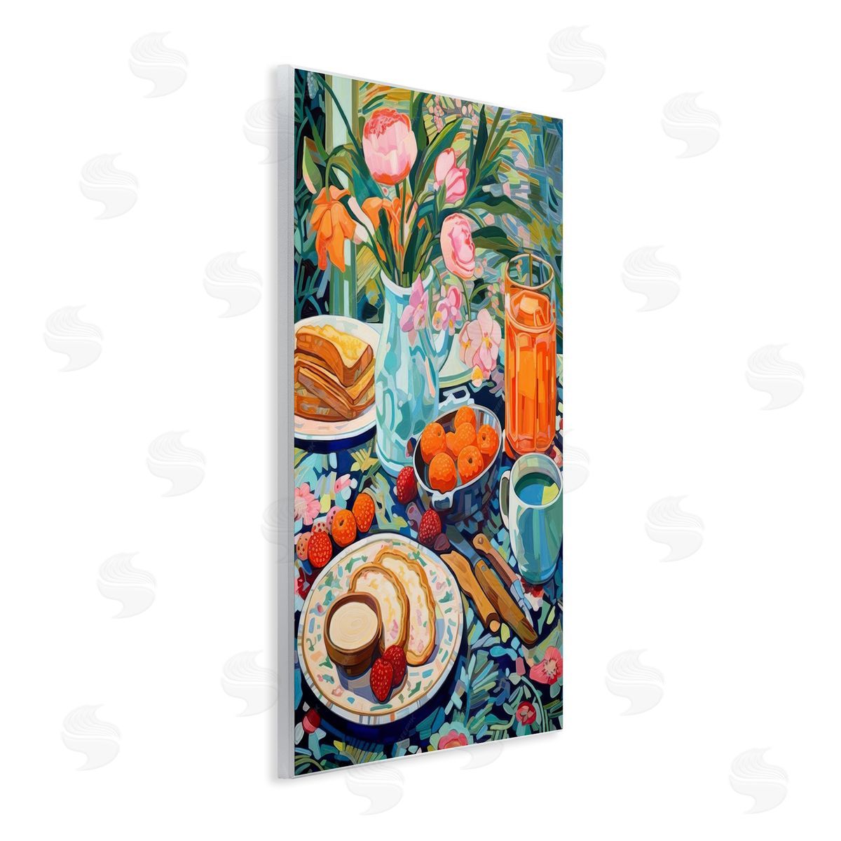 Bright Breakfast Spread Wood Plaque Wall Art, Home Decor by LSR Design Studio