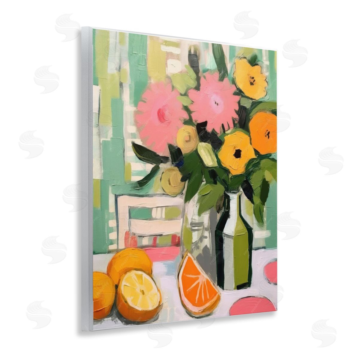 Citrus Slices & Bouquet Wood Plaque Wall Art, Home Decor by LSR Design Studio