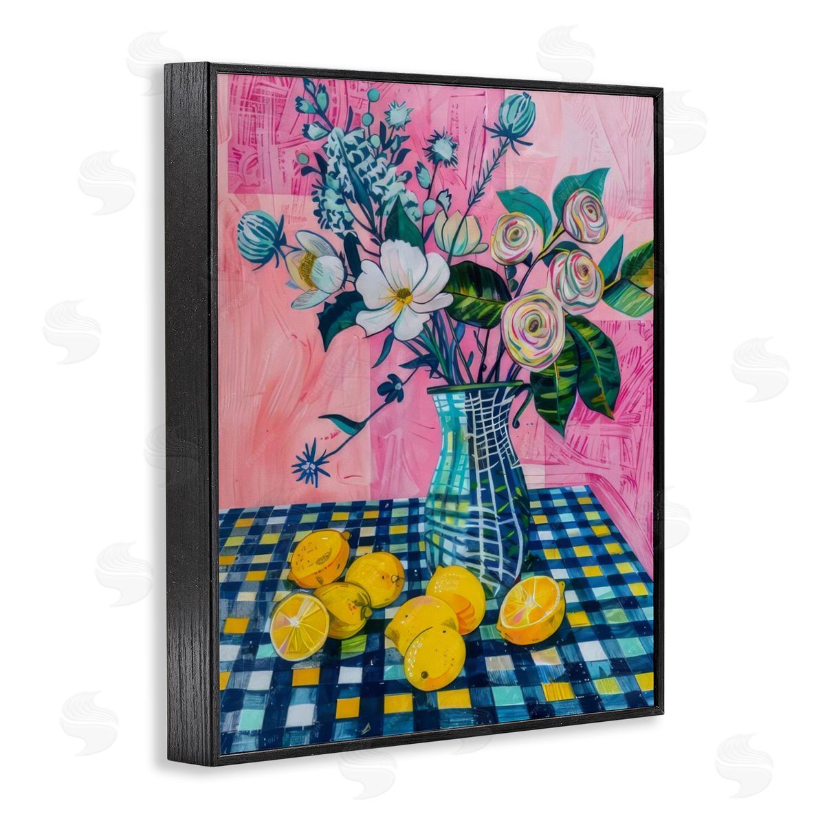 Summer Table Bouquet Black Frame Print Wall Art, Home Decor by LSR Design Studio