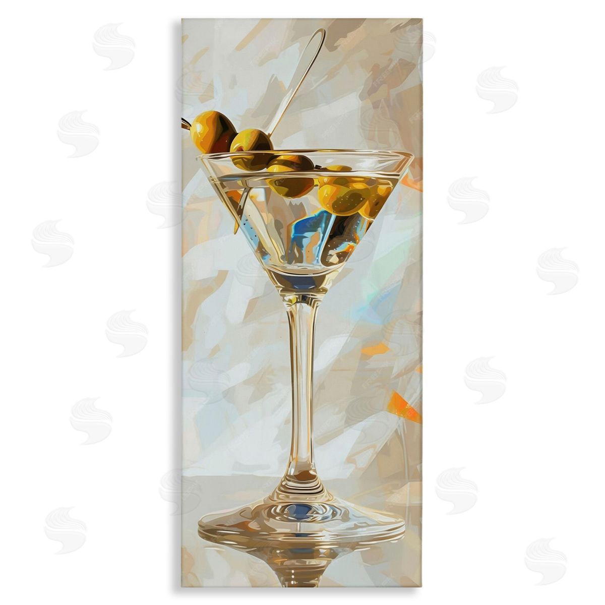 Neutral Tone Martini Canvas Wall Art, Home Decor by LSR Design Studio