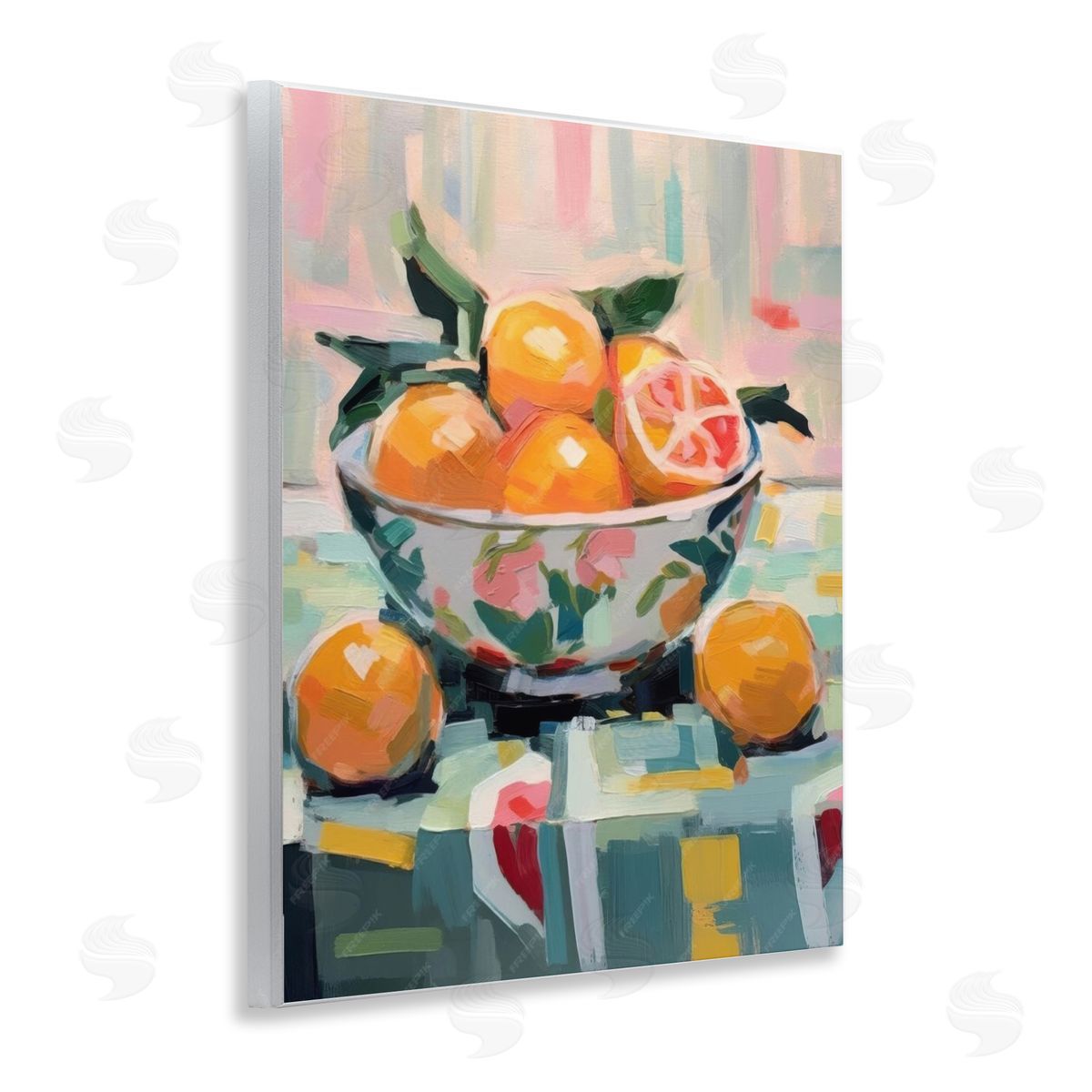 Kitchen Bowl of Oranges Wood Plaque Wall Art, Home Decor by LSR Design Studio