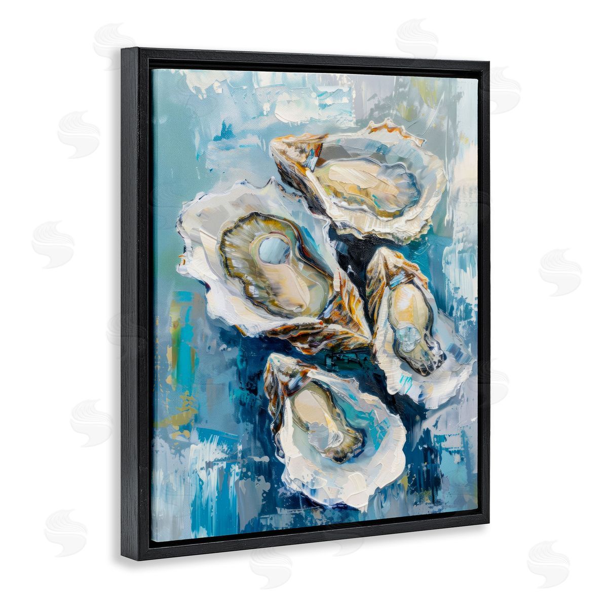 Freshly Shucked Oysters Black Floating Frame Canvas Wall Art, Home Decor by LSR Design Studio