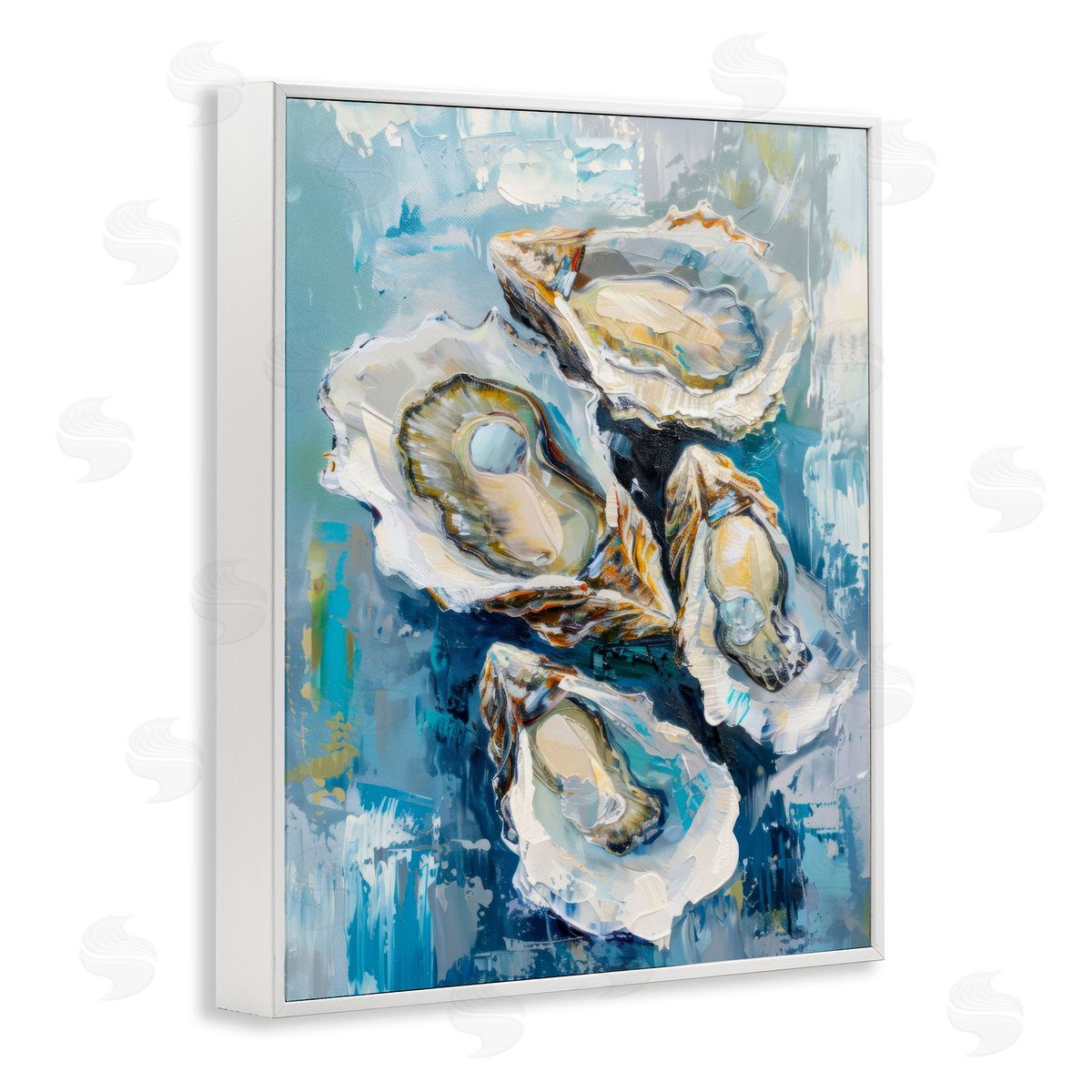 Freshly Shucked Oysters White Frame Print Wall Art, Home Decor by LSR Design Studio