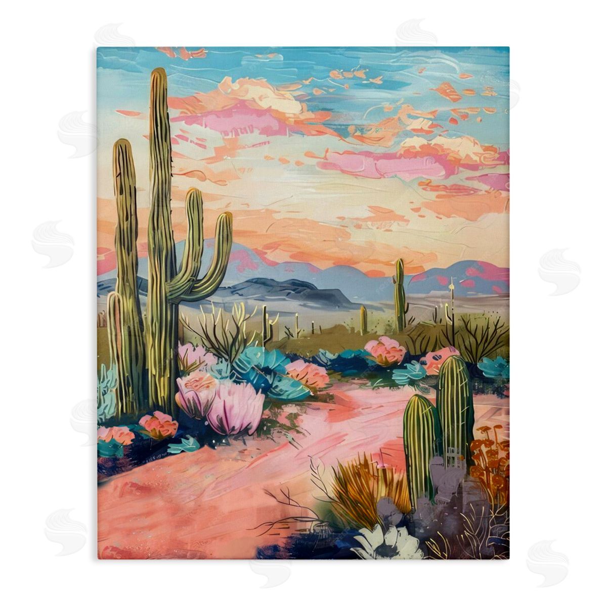 Pink Desert Sunset Canvas Wall Art, Home Decor by LSR Design Studio