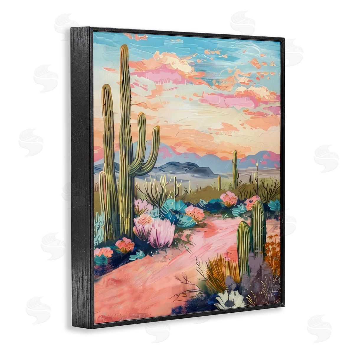 Pink Desert Sunset Black Frame Print Wall Art, Home Decor by LSR Design Studio