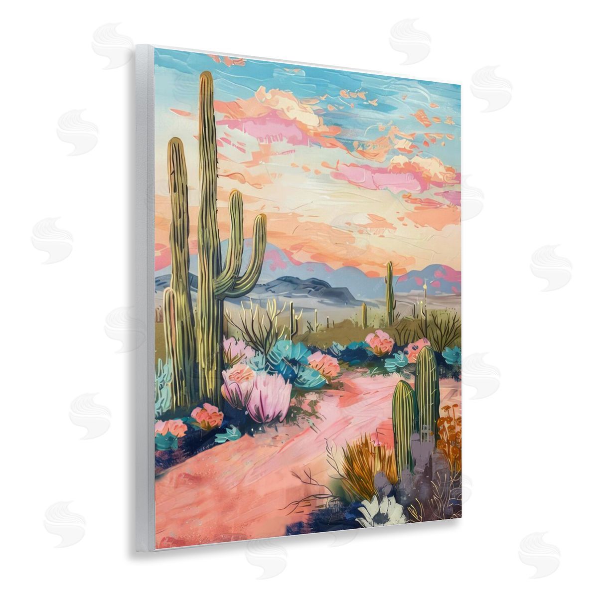 Pink Desert Sunset Wood Plaque Wall Art, Home Decor by LSR Design Studio