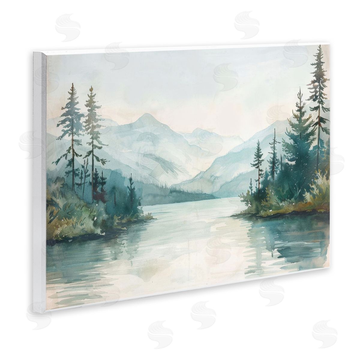 Mountain Lake in Springtime Wood Plaque Wall Art, Home Decor by LSR Design Studio