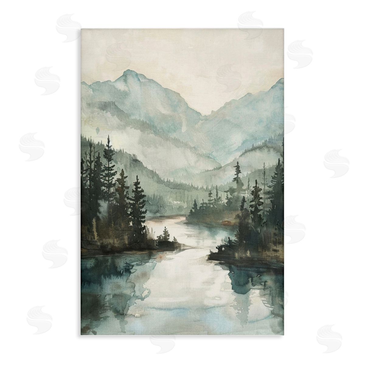 Mountain River View Canvas Wall Art, Home Decor by LSR Design Studio