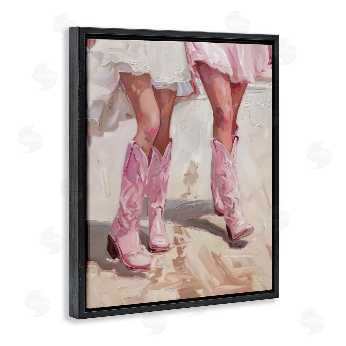 Coastal Cowgirls Stepping Black Floating Frame Canvas Wall Art, Home Decor by LSR Design Studio