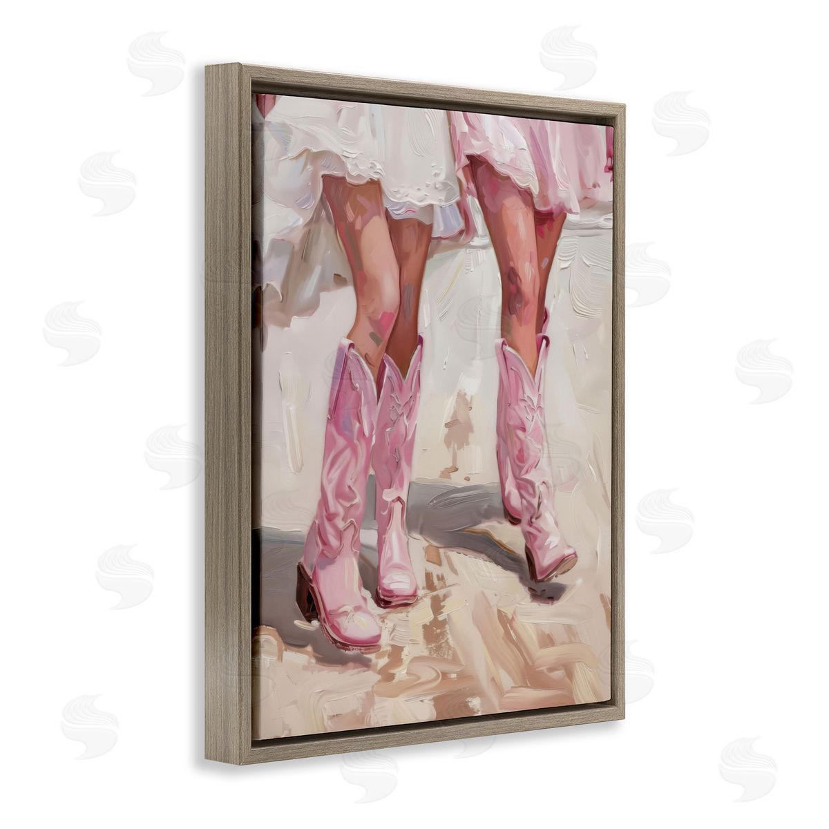 Coastal Cowgirls Stepping Brown Floating Frame Canvas Wall Art, Home Decor by LSR Design Studio