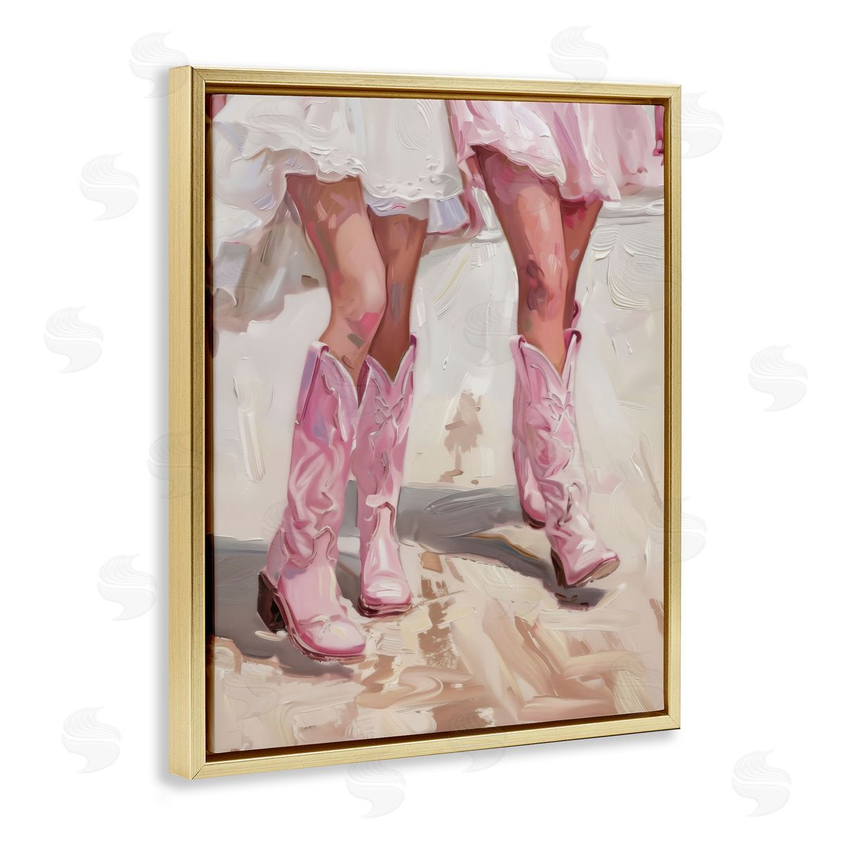 Coastal Cowgirls Stepping Gold Floating Frame Canvas Wall Art, Home Decor by LSR Design Studio