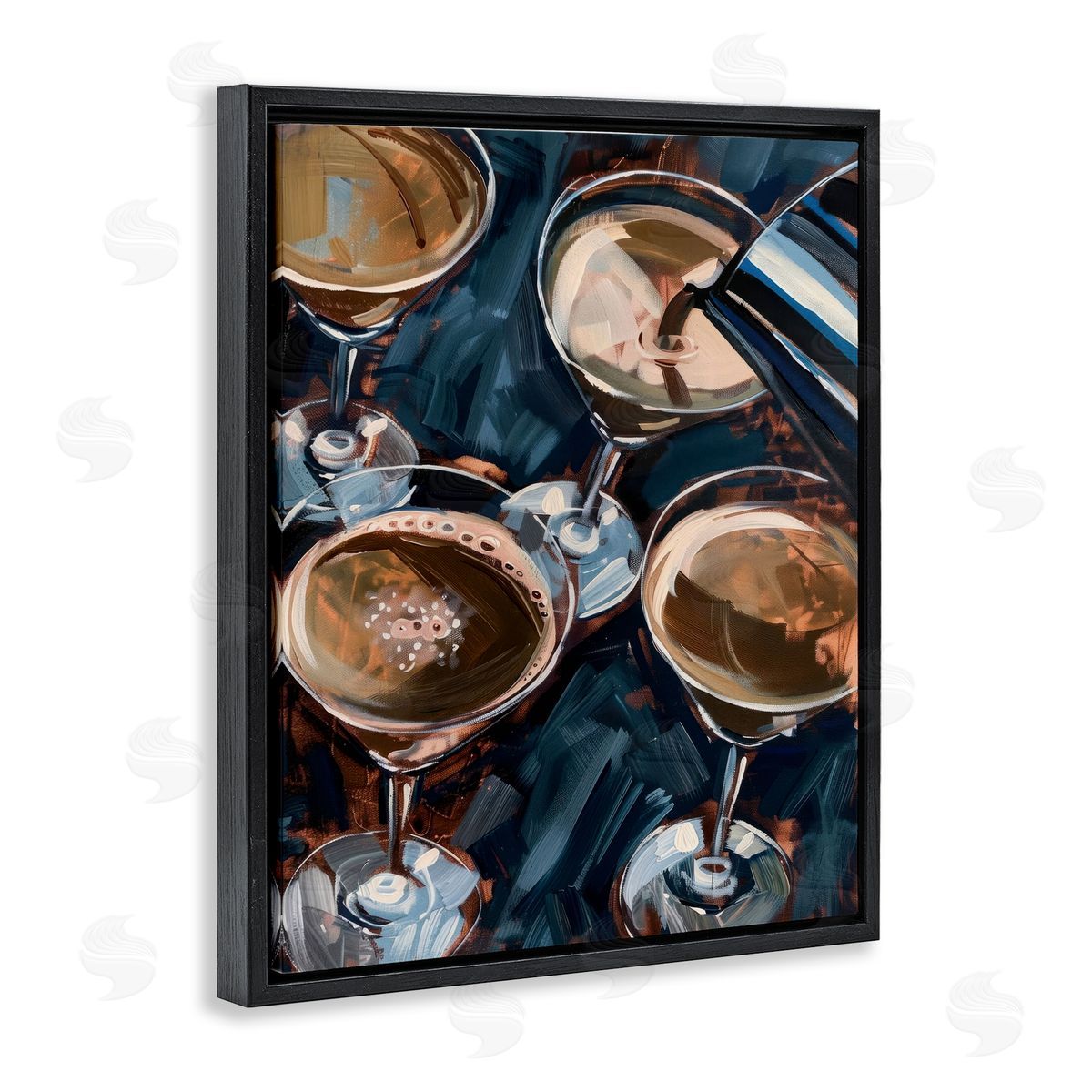Pouring Espresso Martini Black Floating Frame Canvas Wall Art, Home Decor by LSR Design Studio