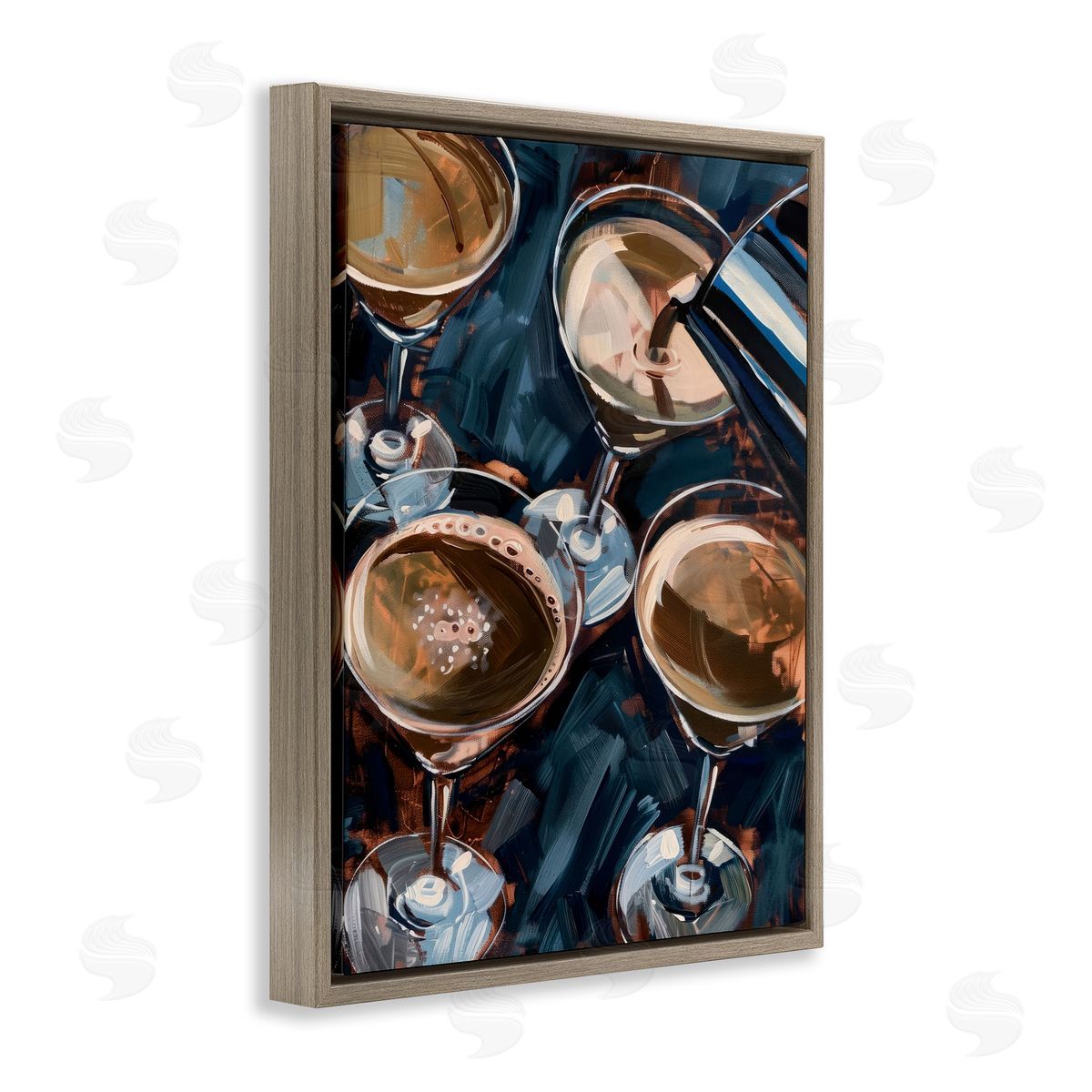 Pouring Espresso Martini Brown Floating Frame Canvas Wall Art, Home Decor by LSR Design Studio