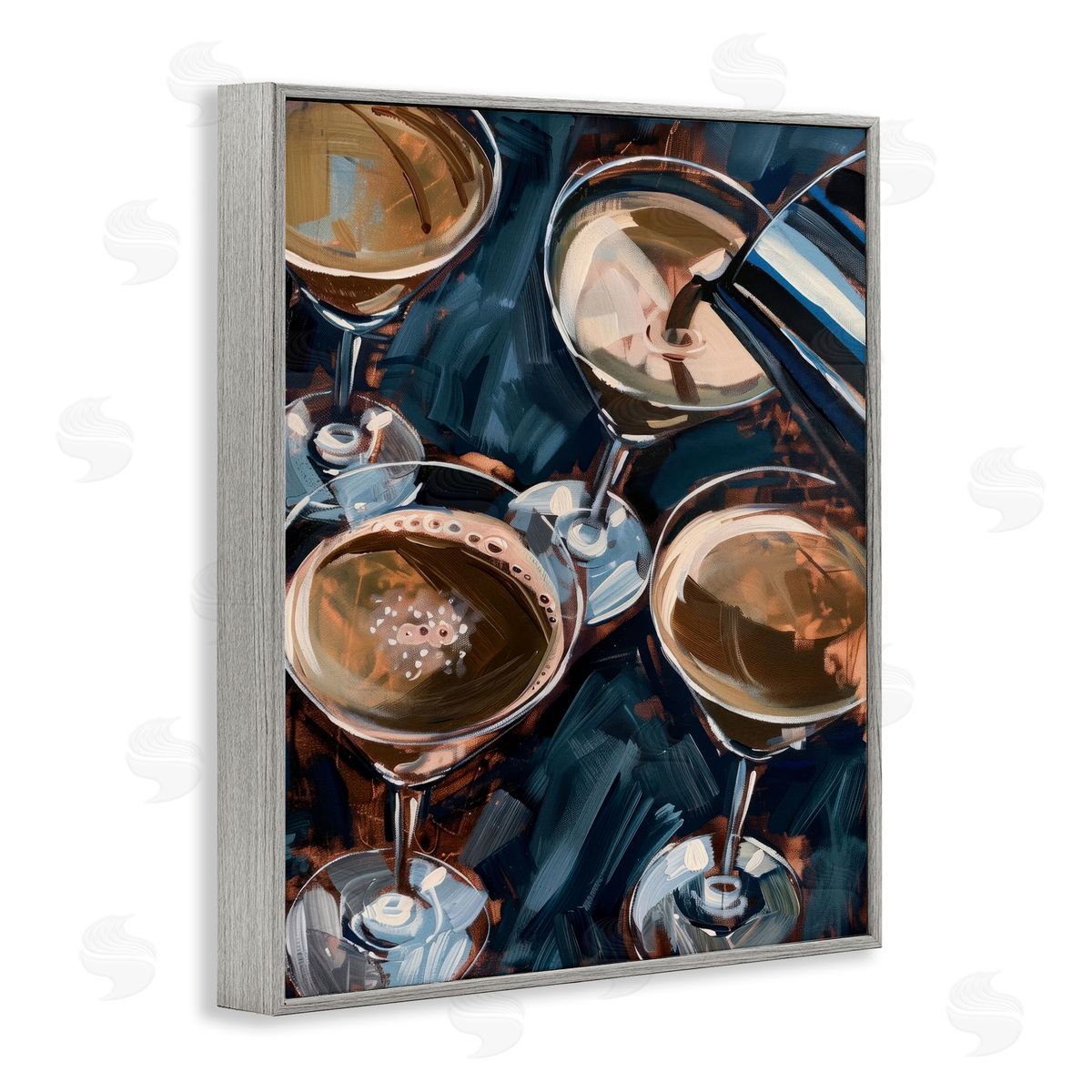 Pouring Espresso Martini Grey Frame Print Wall Art, Home Decor by LSR Design Studio