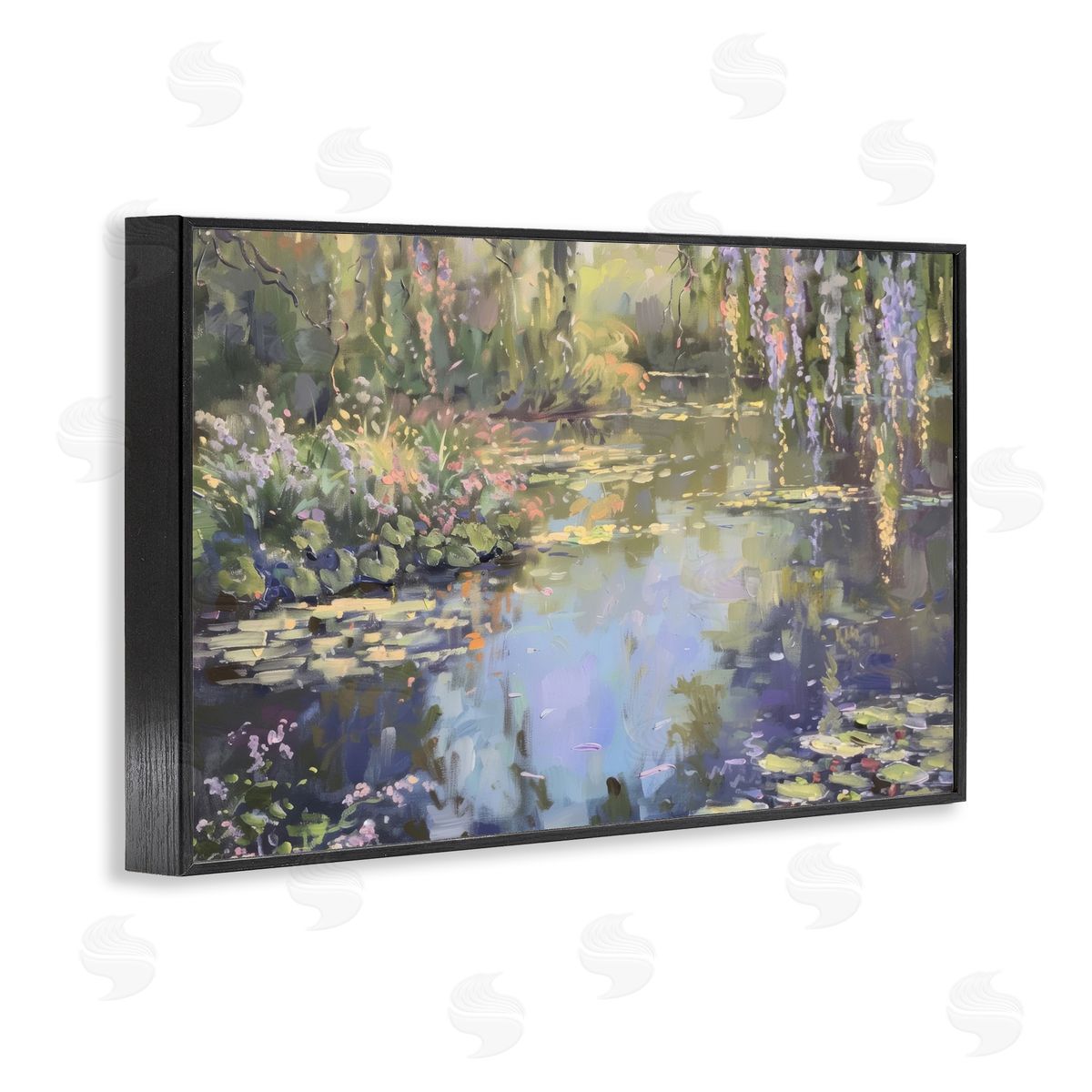 Morning on Lily Pond Black Frame Print Wall Art, Home Decor by LSR Design Studio