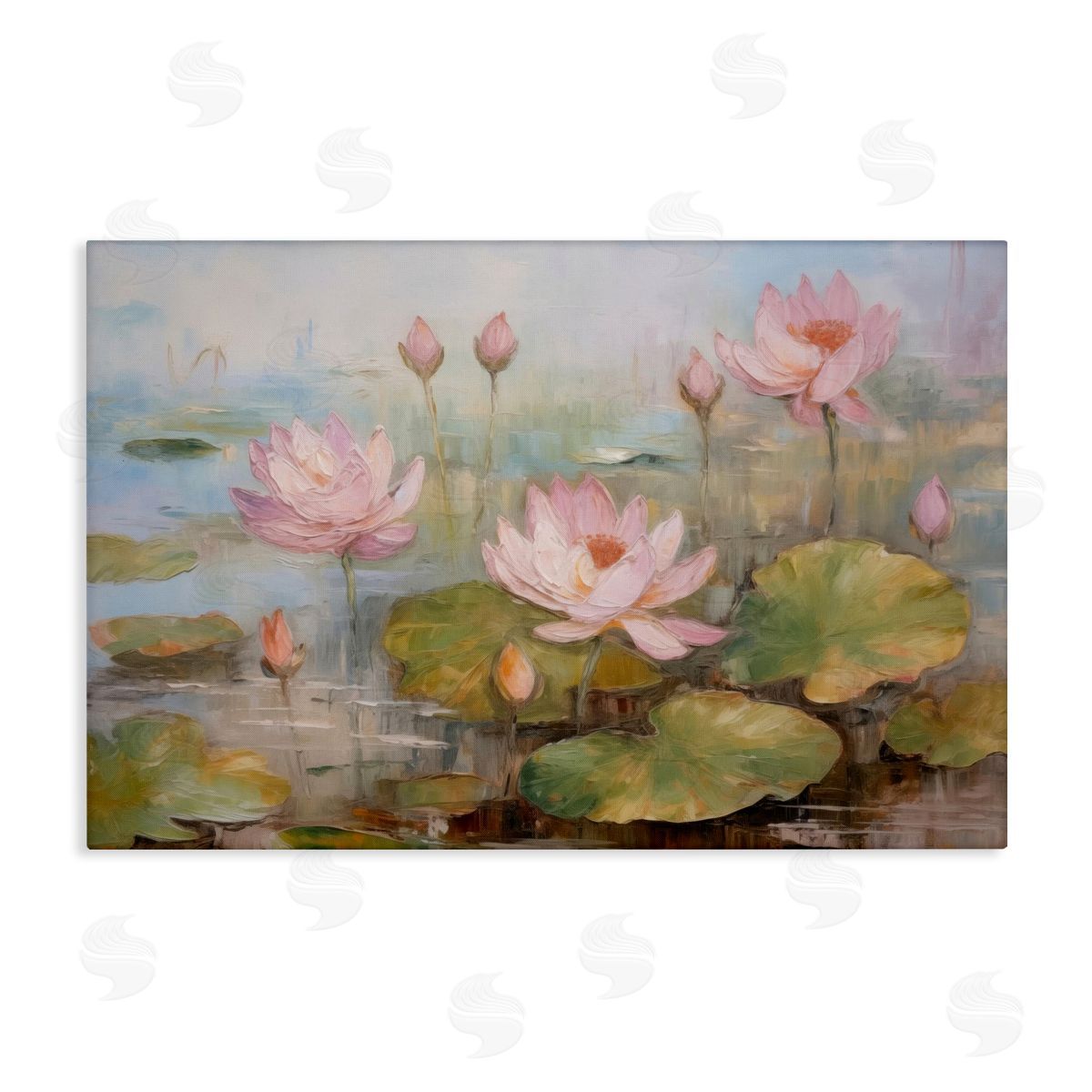 Water Lilies in Spring Canvas Wall Art, Home Decor by LSR Design Studio