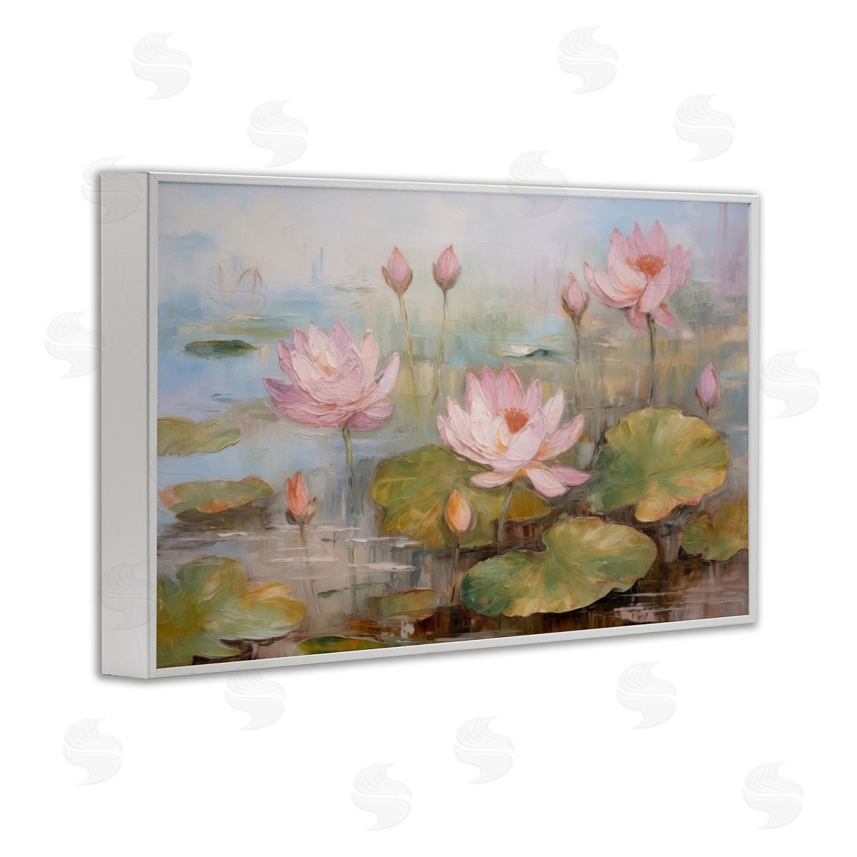 Water Lilies in Spring White Frame Print Wall Art, Home Decor by LSR Design Studio