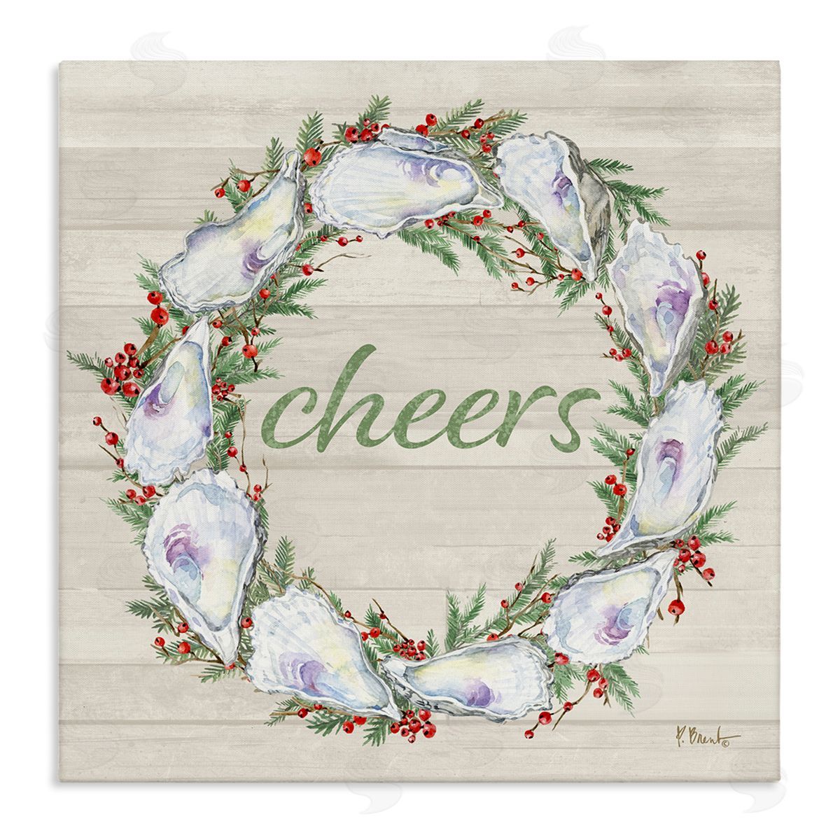 Shells & Holly Cheers Canvas Wall Art, Home Decor by Paul Brent