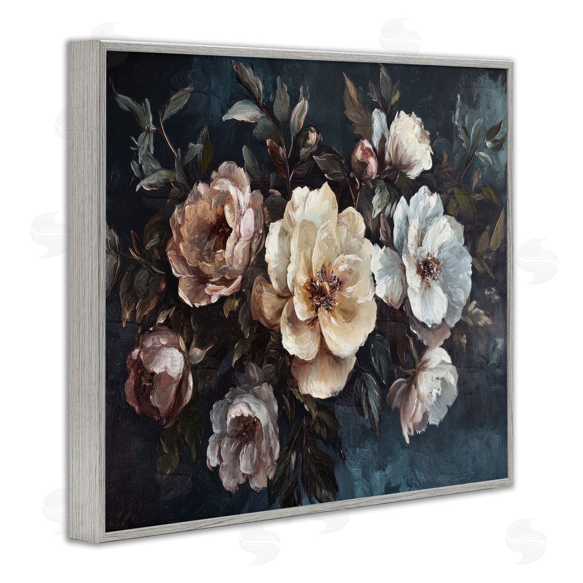 Bold Vintage Blooms Grey Frame Print Wall Art, Home Decor by Petal Prints Design