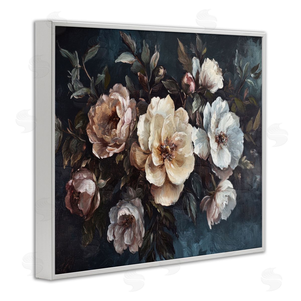 Bold Vintage Blooms White Frame Print Wall Art, Home Decor by Petal Prints Design