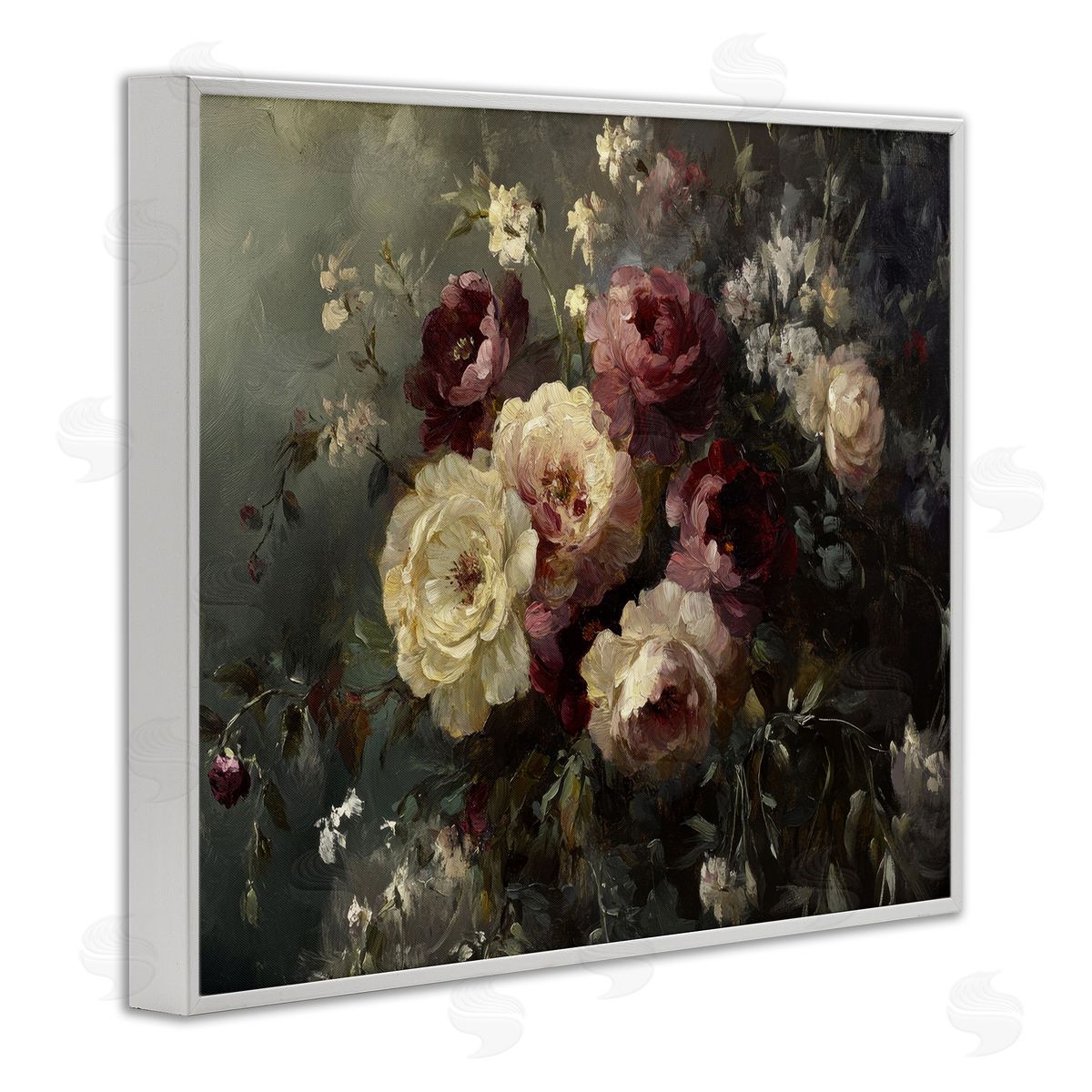Floral Decadence Bouquet White Frame Print Wall Art, Home Decor by Petal Prints Design