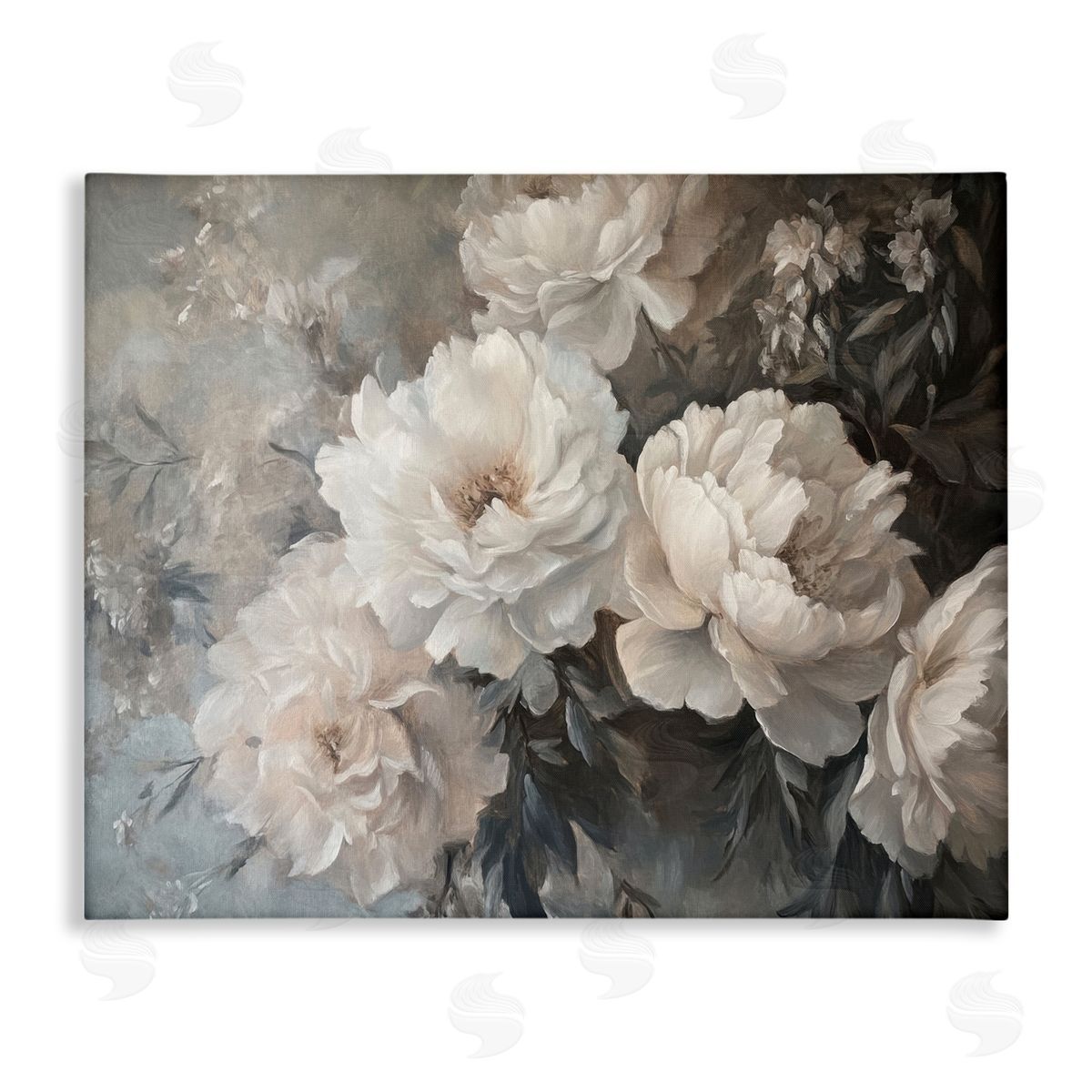 White Florals Vintage Canvas Wall Art, Home Decor by Petal Prints Design
