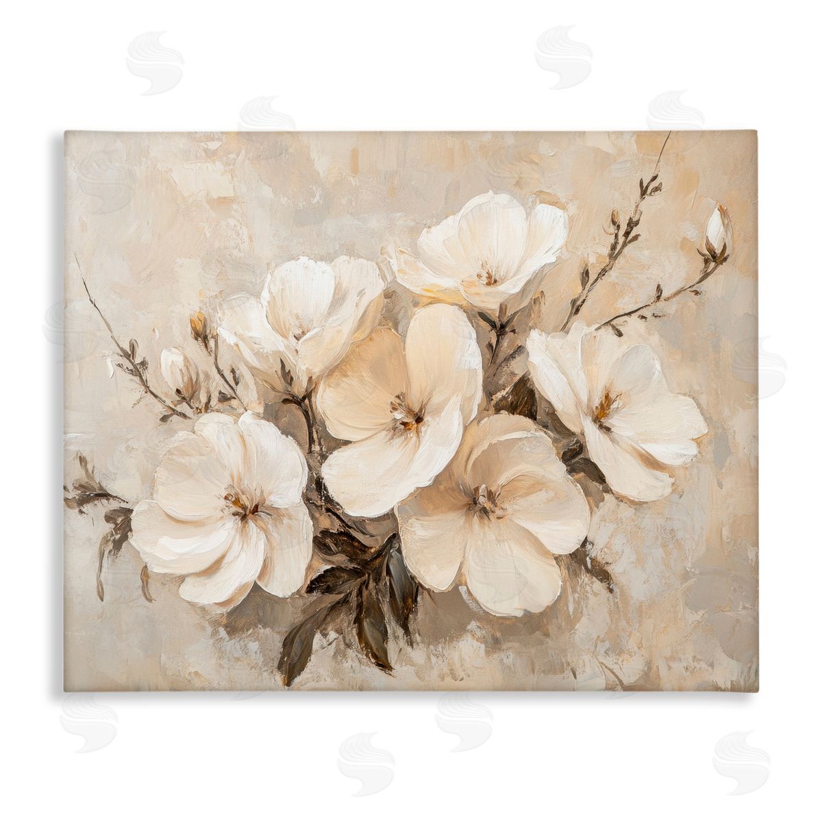 Blooming White Anemones Canvas Wall Art, Home Decor by Petal Prints Design