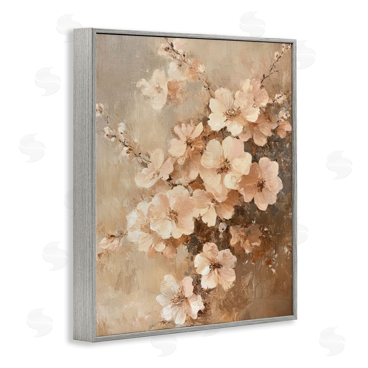 Blooming Cherry Blossoms Grey Frame Print Wall Art, Home Decor by Petal Prints Design