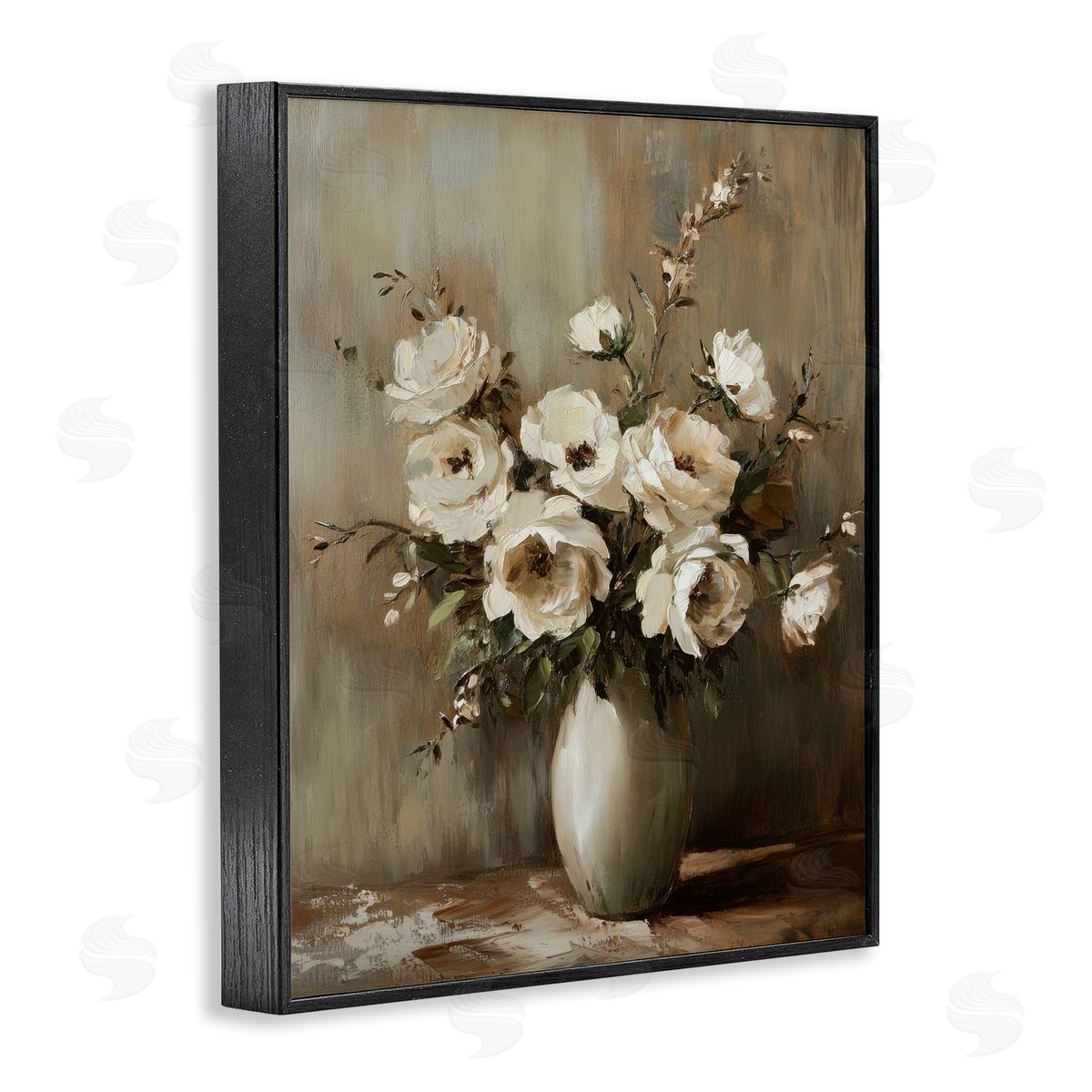 Neutral Traditional Bouquet Black Frame Print Wall Art, Home Decor by Petal Prints Design