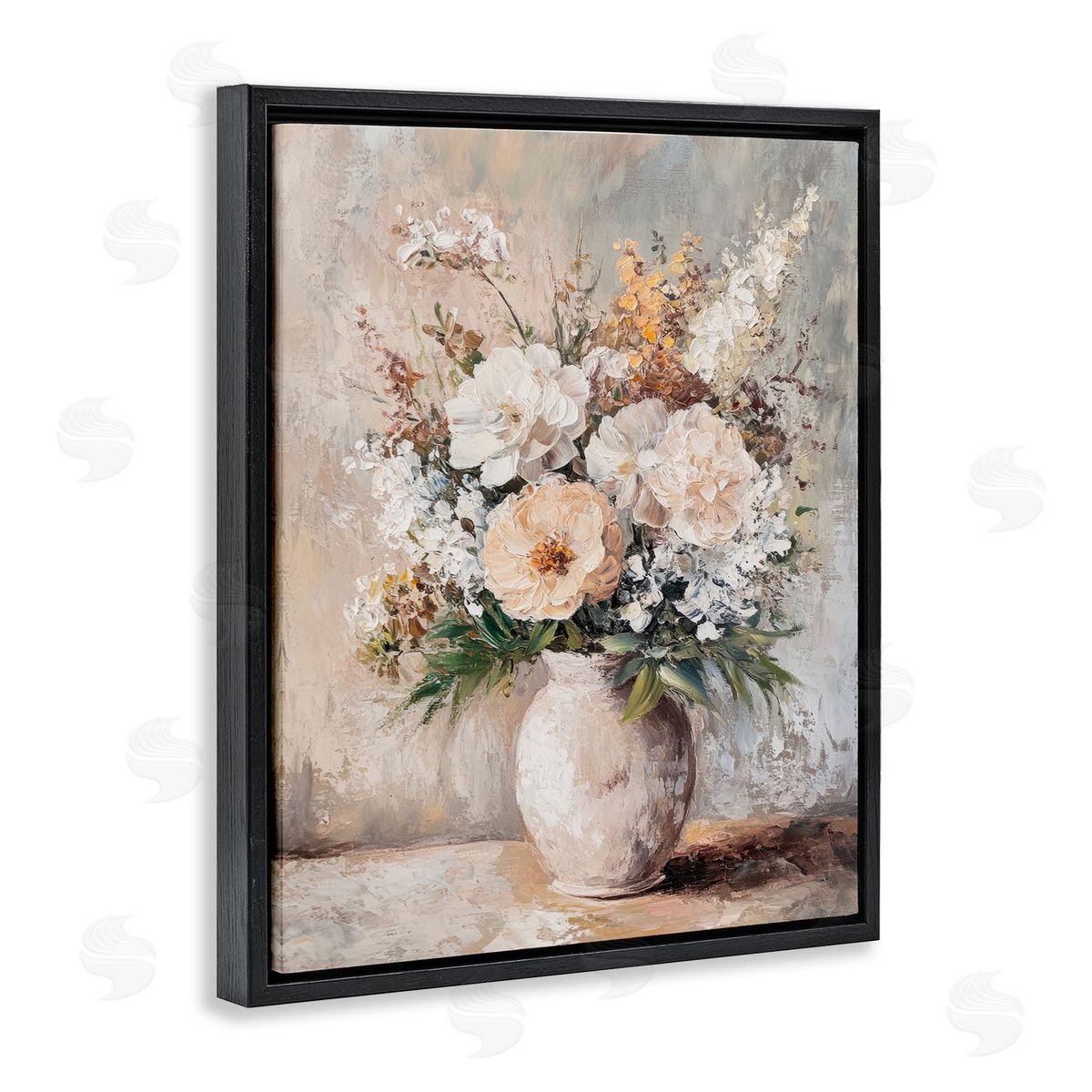 Bouquet of Wildflowers Black Floating Frame Canvas Wall Art, Home Decor by Petal Prints Design