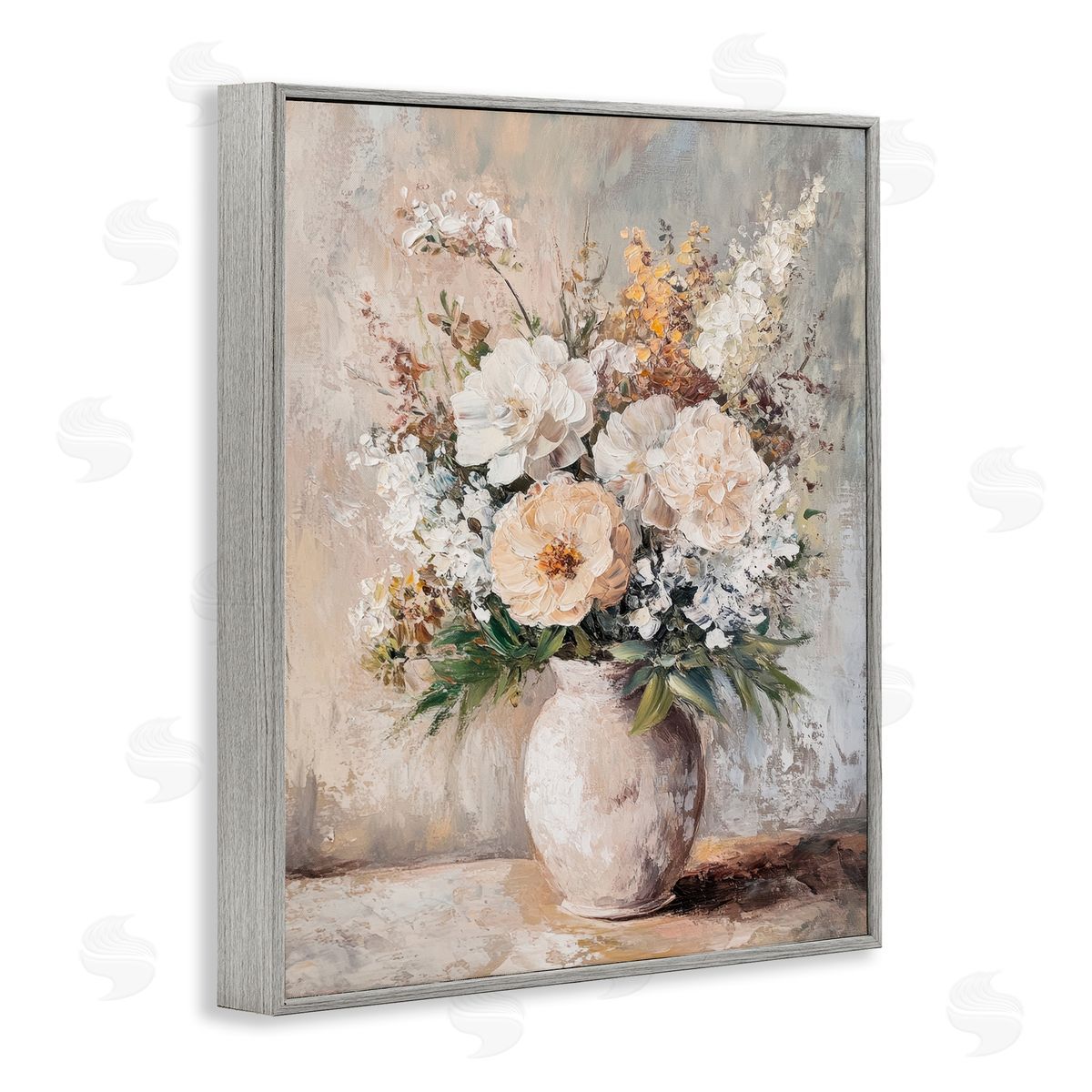Bouquet of Wildflowers Grey Frame Print Wall Art, Home Decor by Petal Prints Design