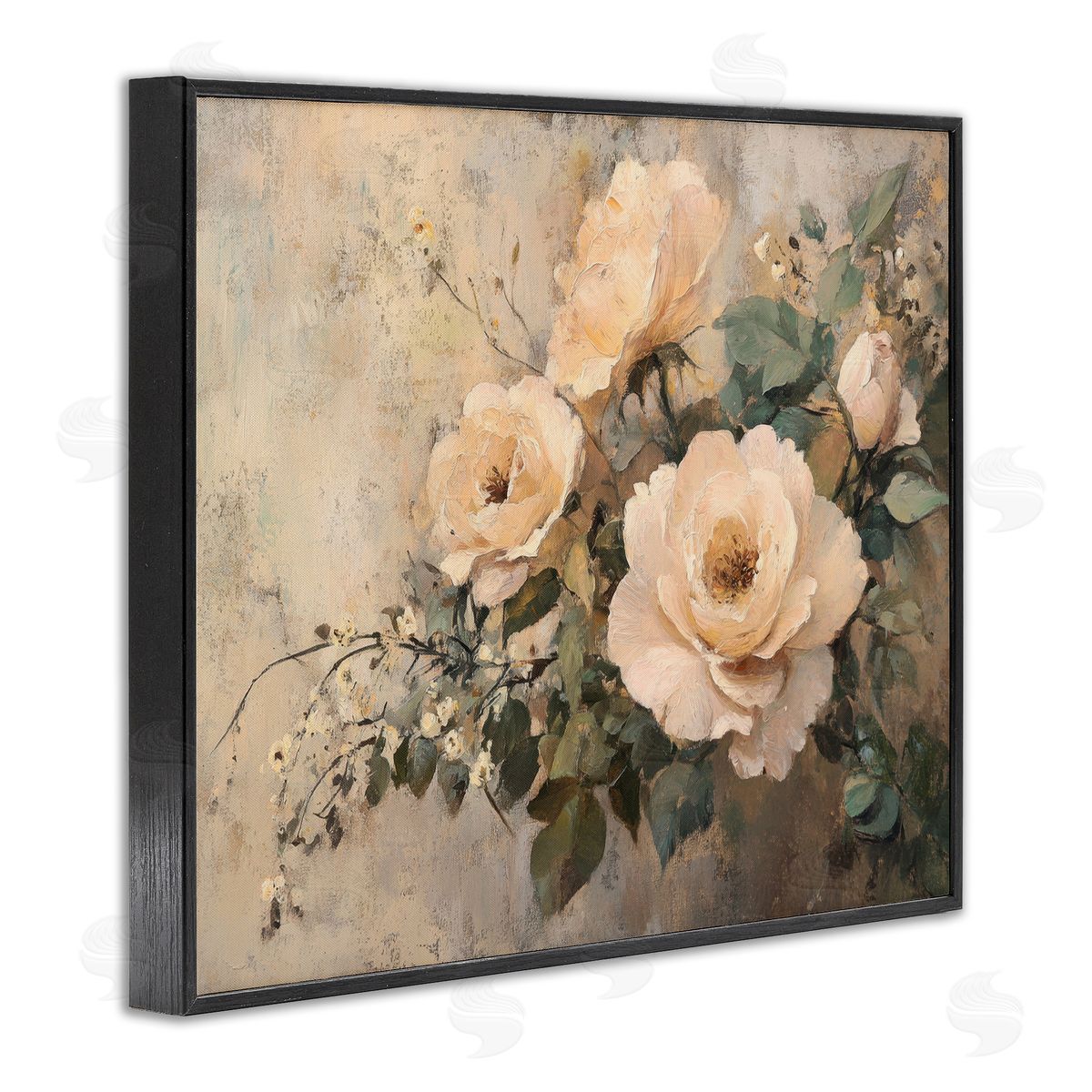 Blush Roses Blooming Black Frame Print Wall Art, Home Decor by Petal Prints Design