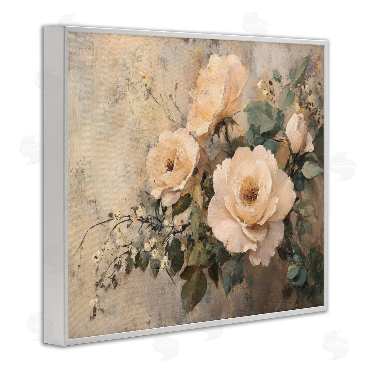 Blush Roses Blooming White Frame Print Wall Art, Home Decor by Petal Prints Design
