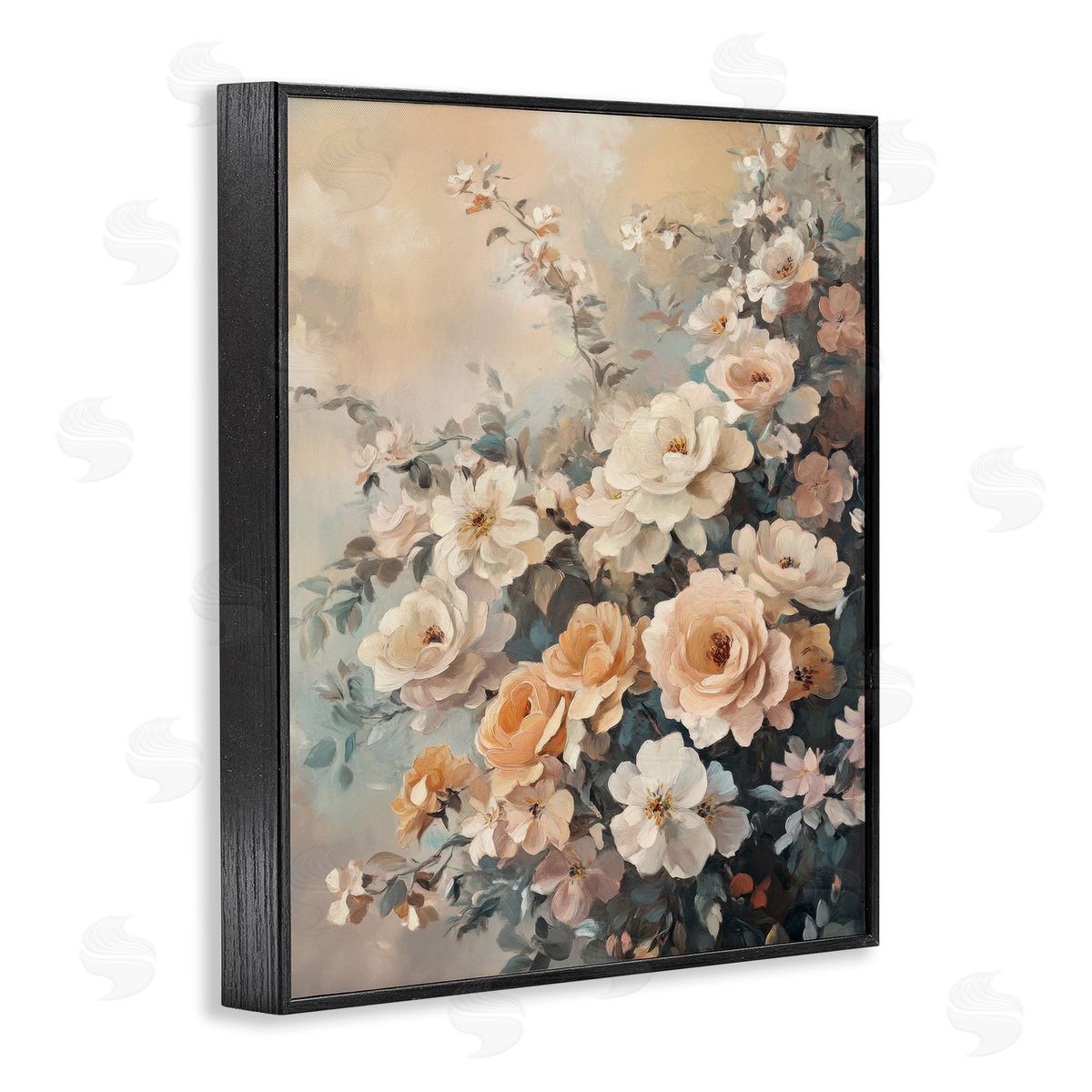 Dreamy Rosy Florals Black Frame Print Wall Art, Home Decor by Petal Prints Design