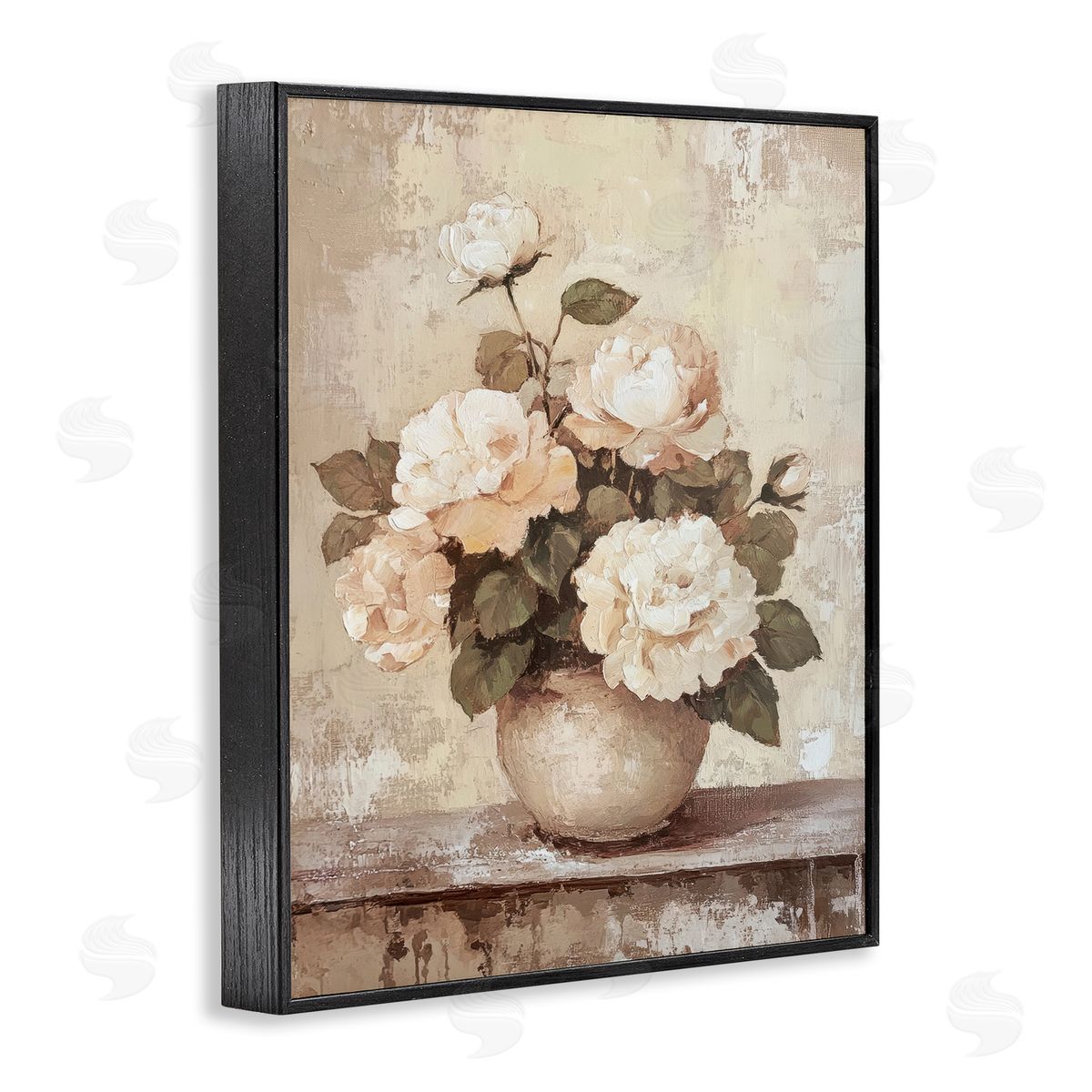 Lovely Cottage Bouquet Black Frame Print Wall Art, Home Decor by Petal Prints Design