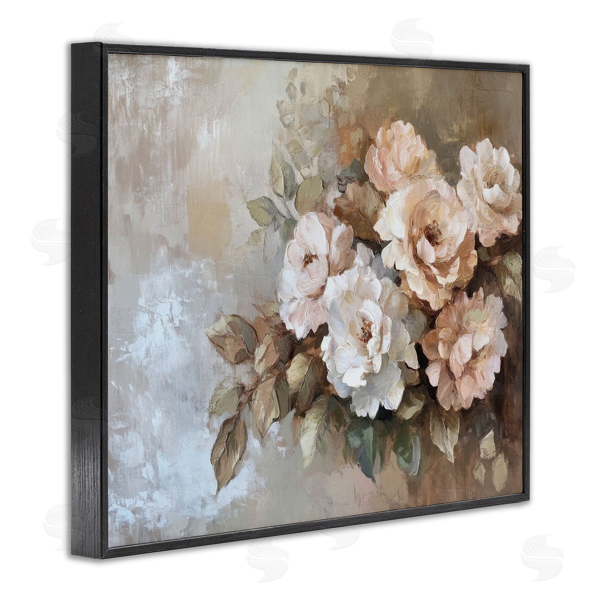 Pastel Budding Blooms Black Frame Print Wall Art, Home Decor by Petal Prints Design