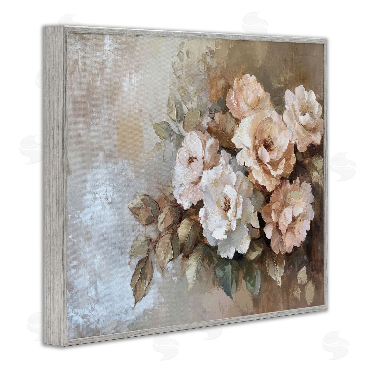 Pastel Budding Blooms Grey Frame Print Wall Art, Home Decor by Petal Prints Design