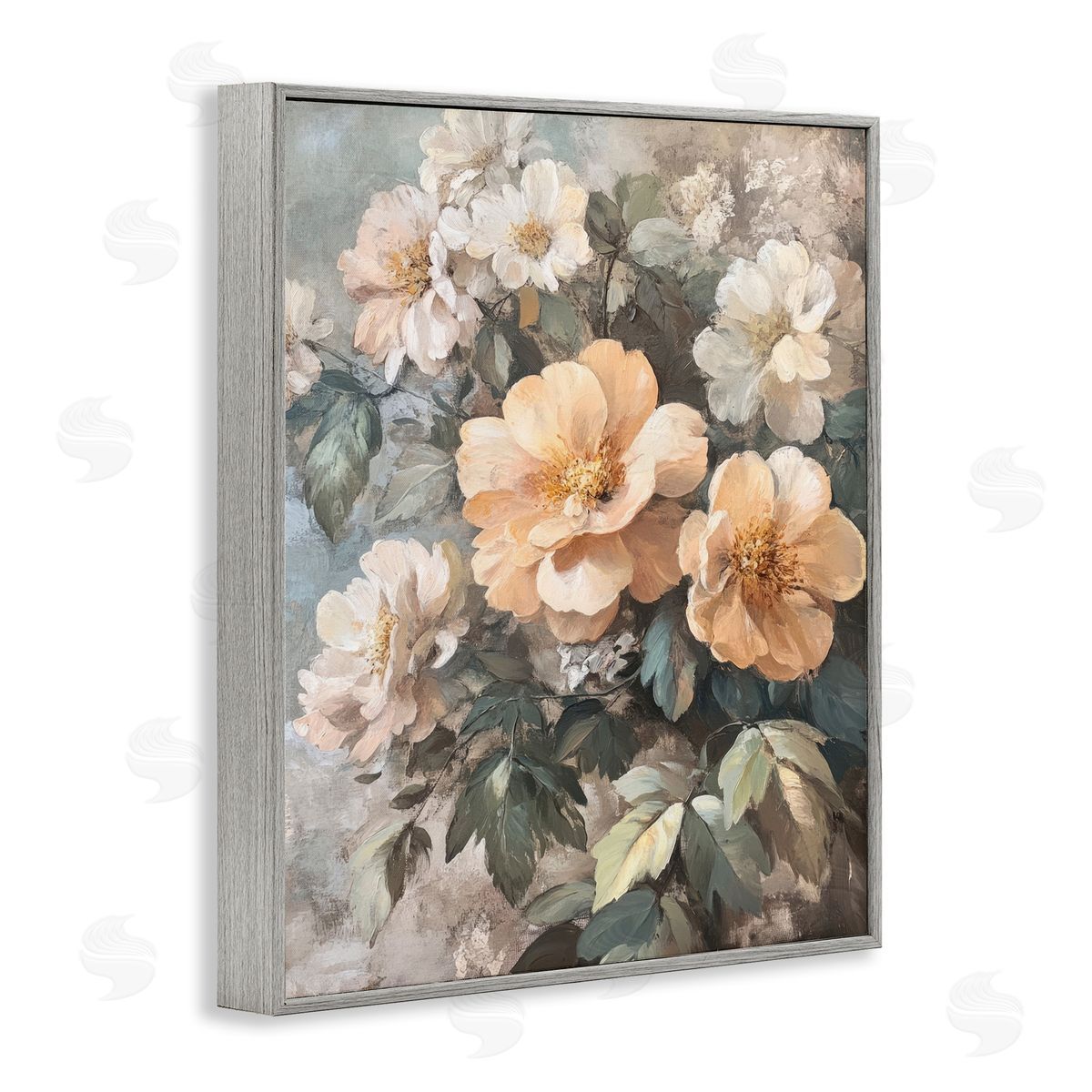 Soft Floral Arrangement Grey Frame Print Wall Art, Home Decor by Petal Prints Design
